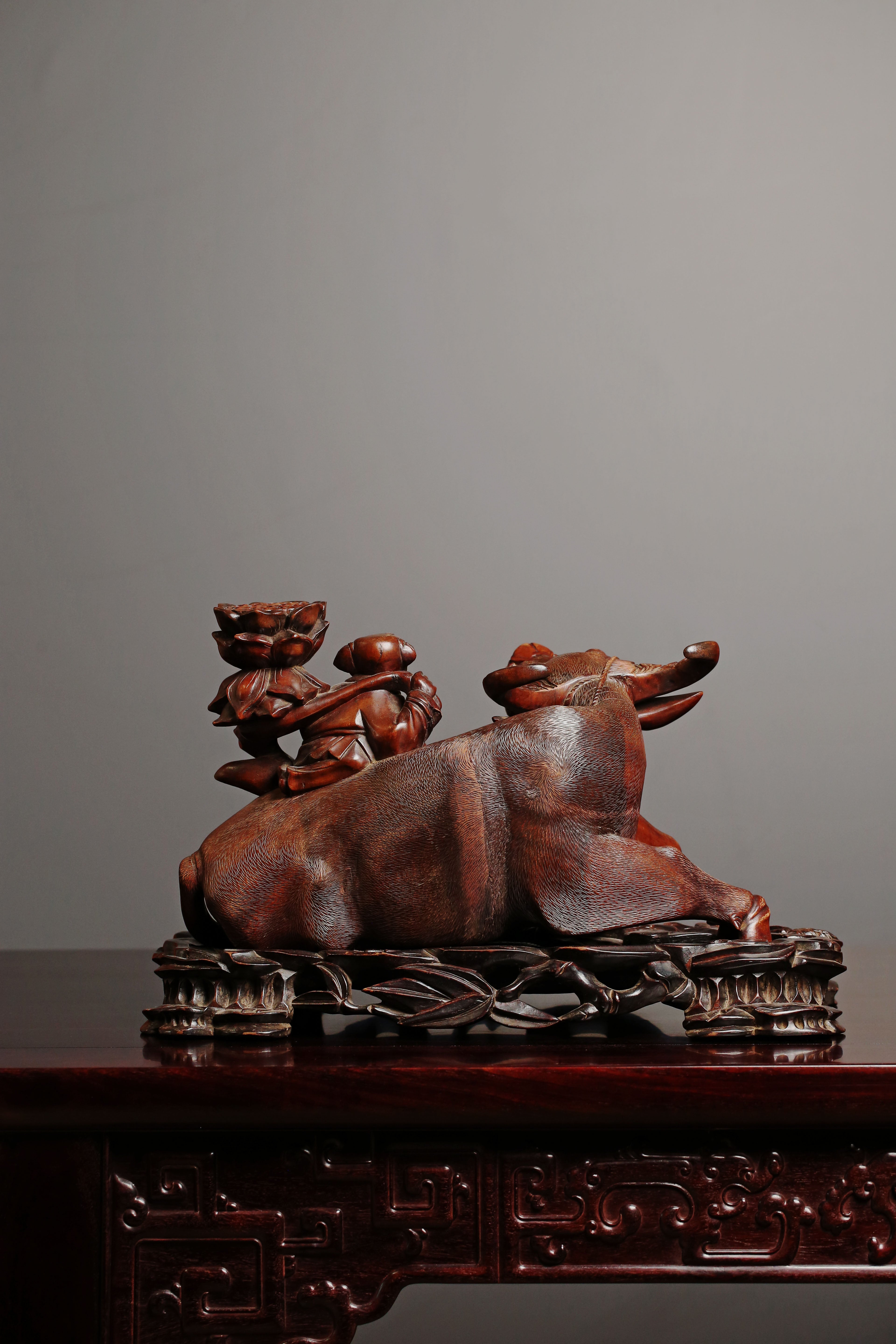 Reclining Ox Wood Carving