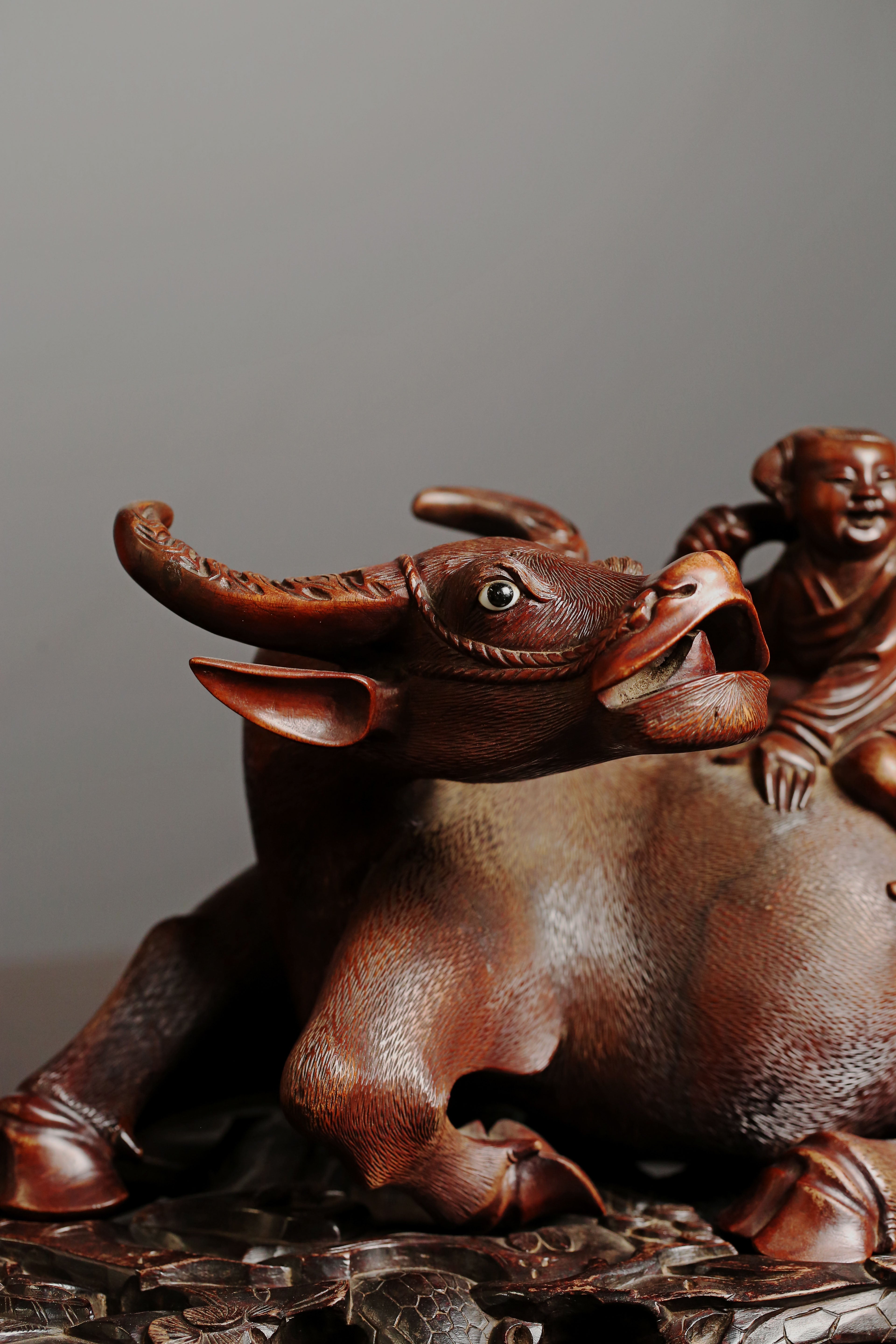 Reclining Ox Wood Carving