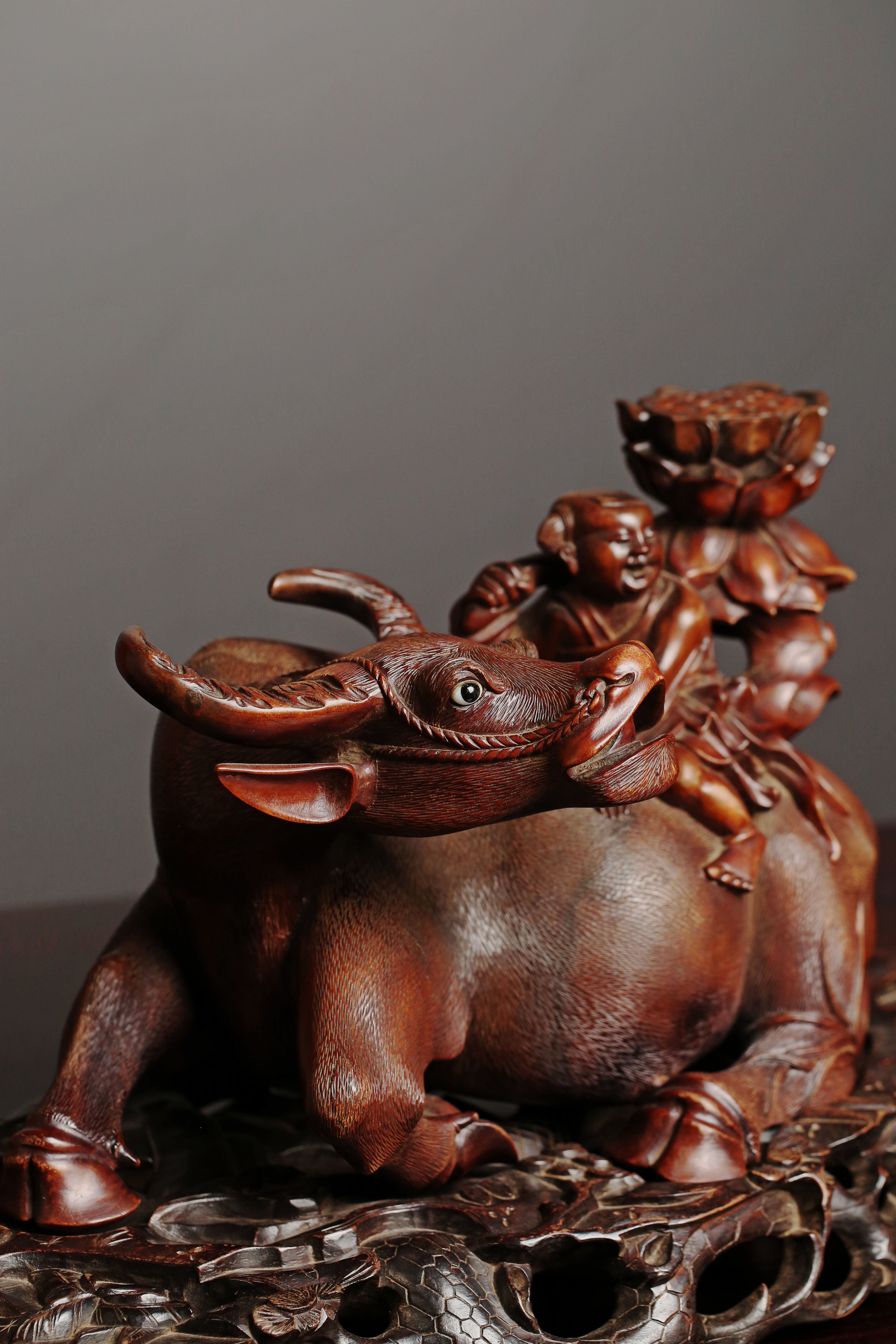 Reclining Ox Wood Carving