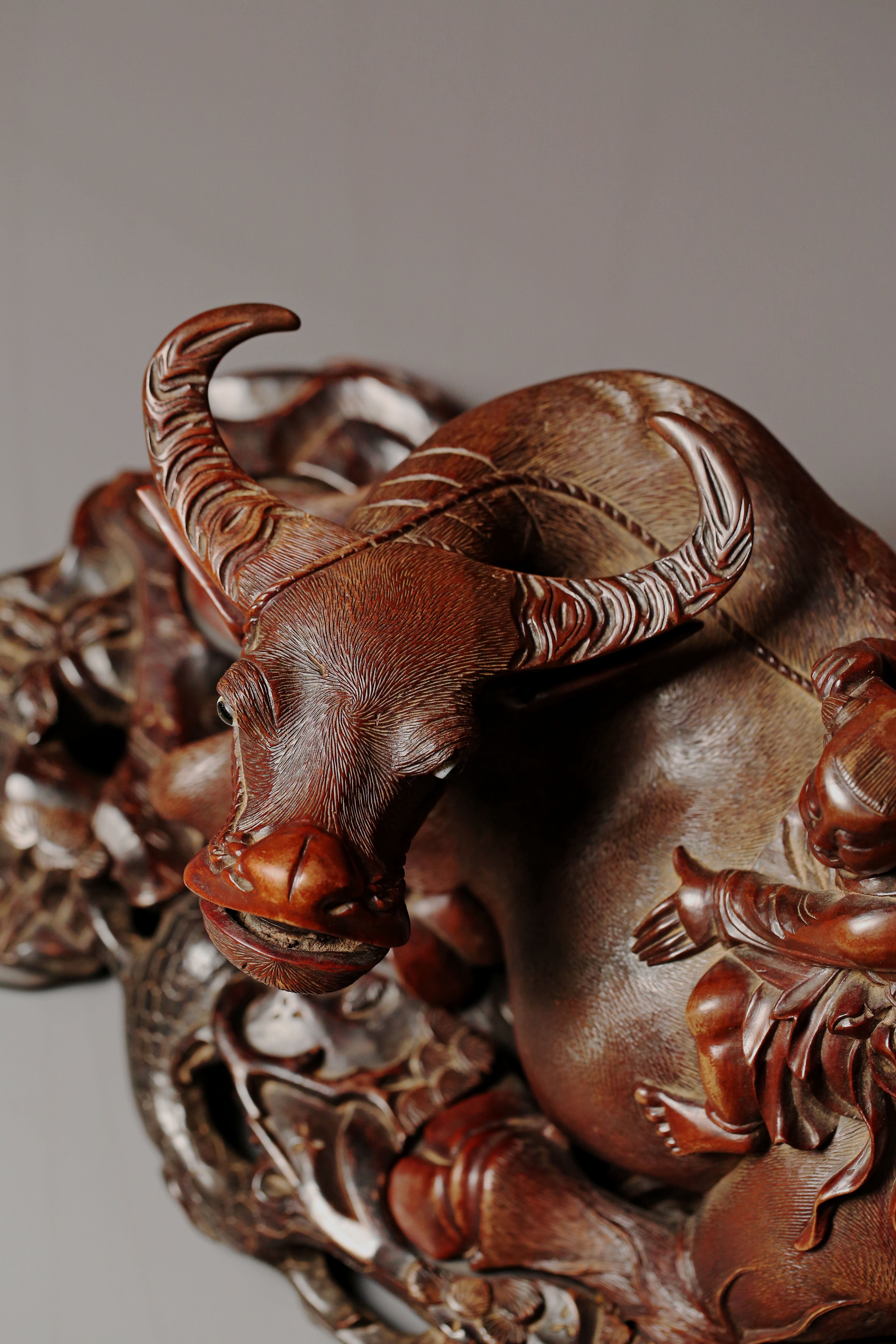 Reclining Ox Wood Carving