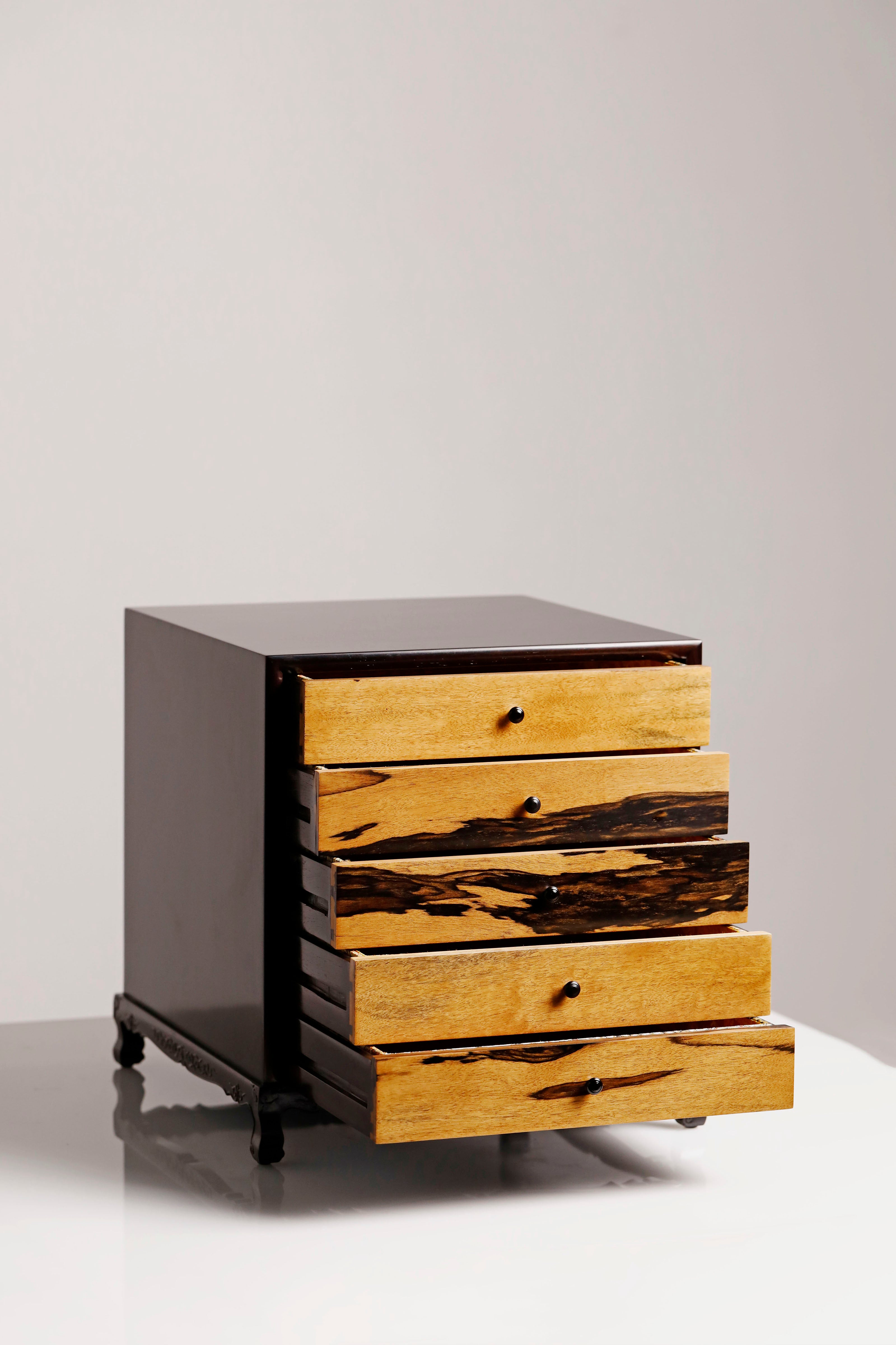 Purple sandalwood and black sandalwood sideboard for five-tiered tea set