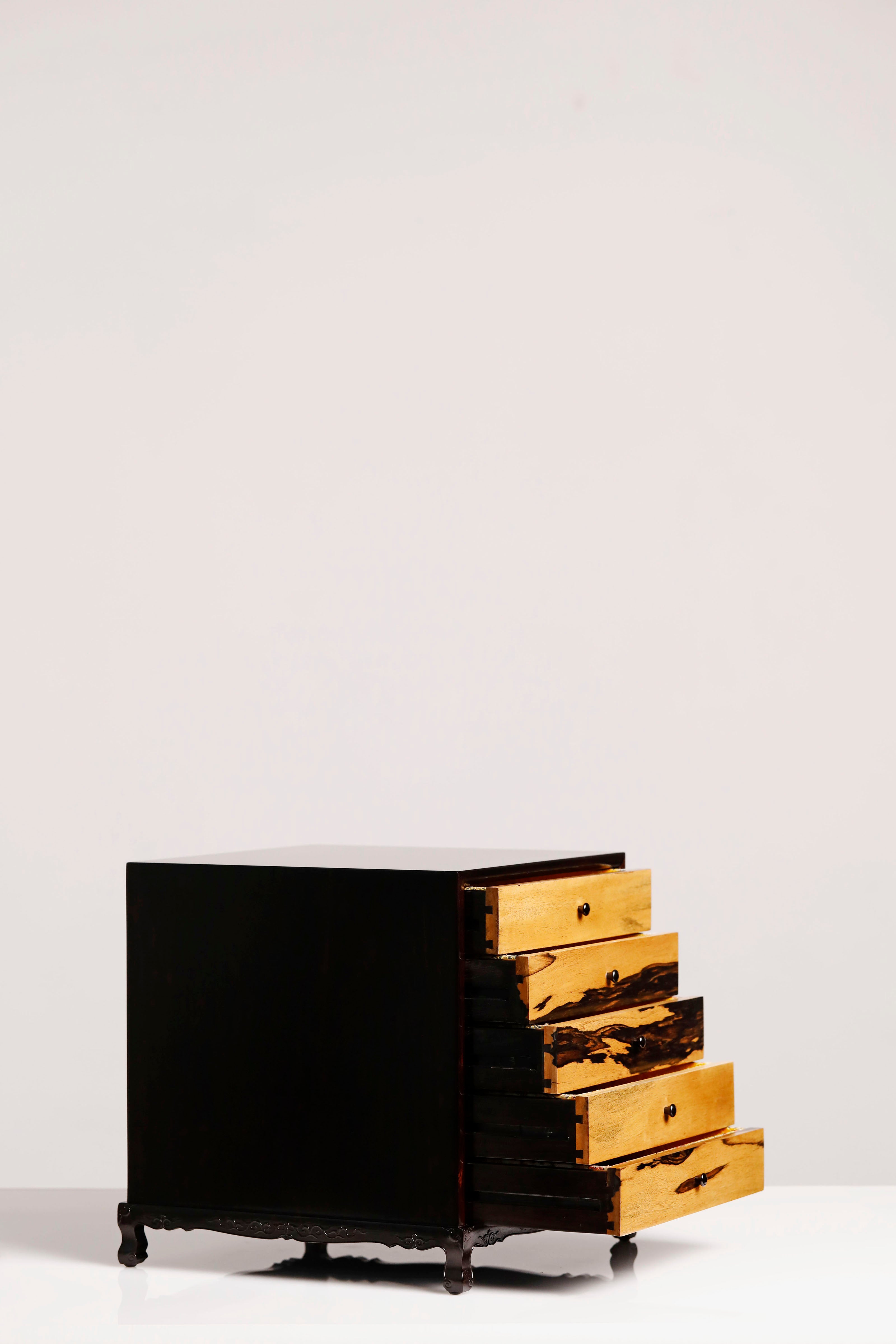 Purple sandalwood and black sandalwood sideboard for five-tiered tea set