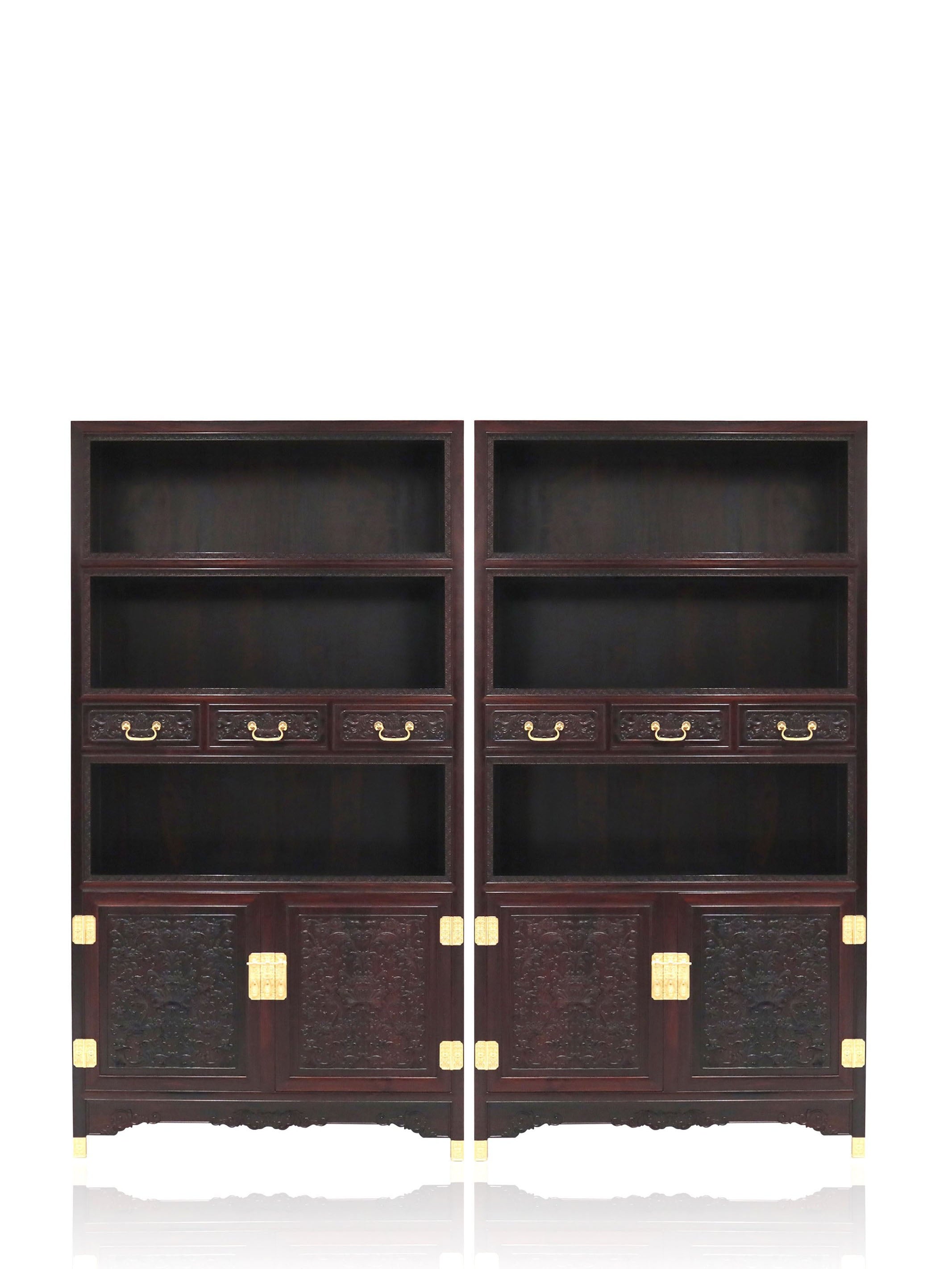 Bookcase with dragon/passionflower pattern and rim
