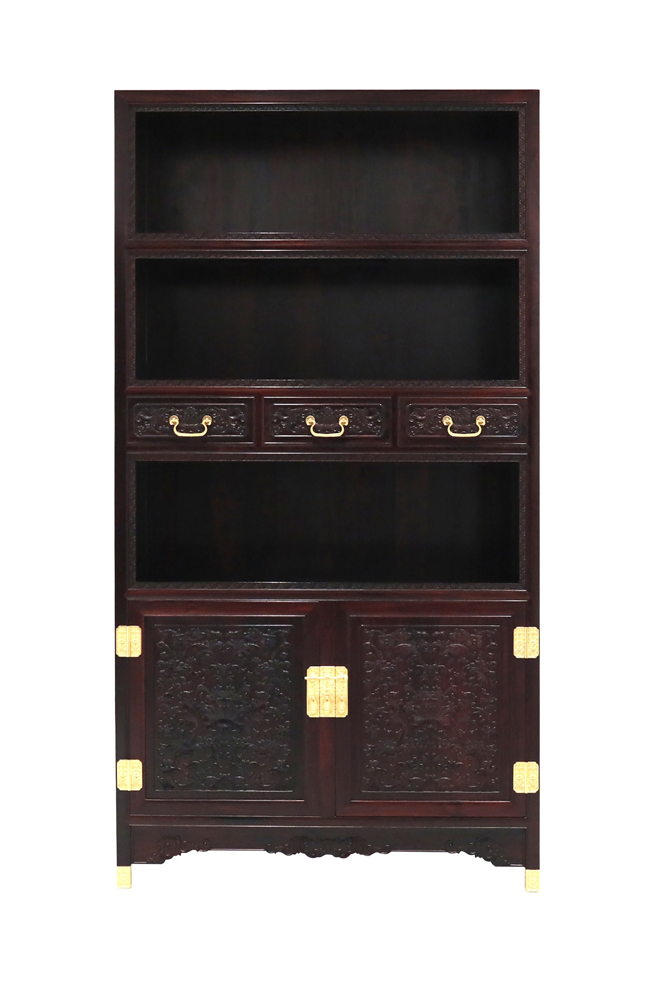 Bookcase with dragon/passionflower pattern and rim