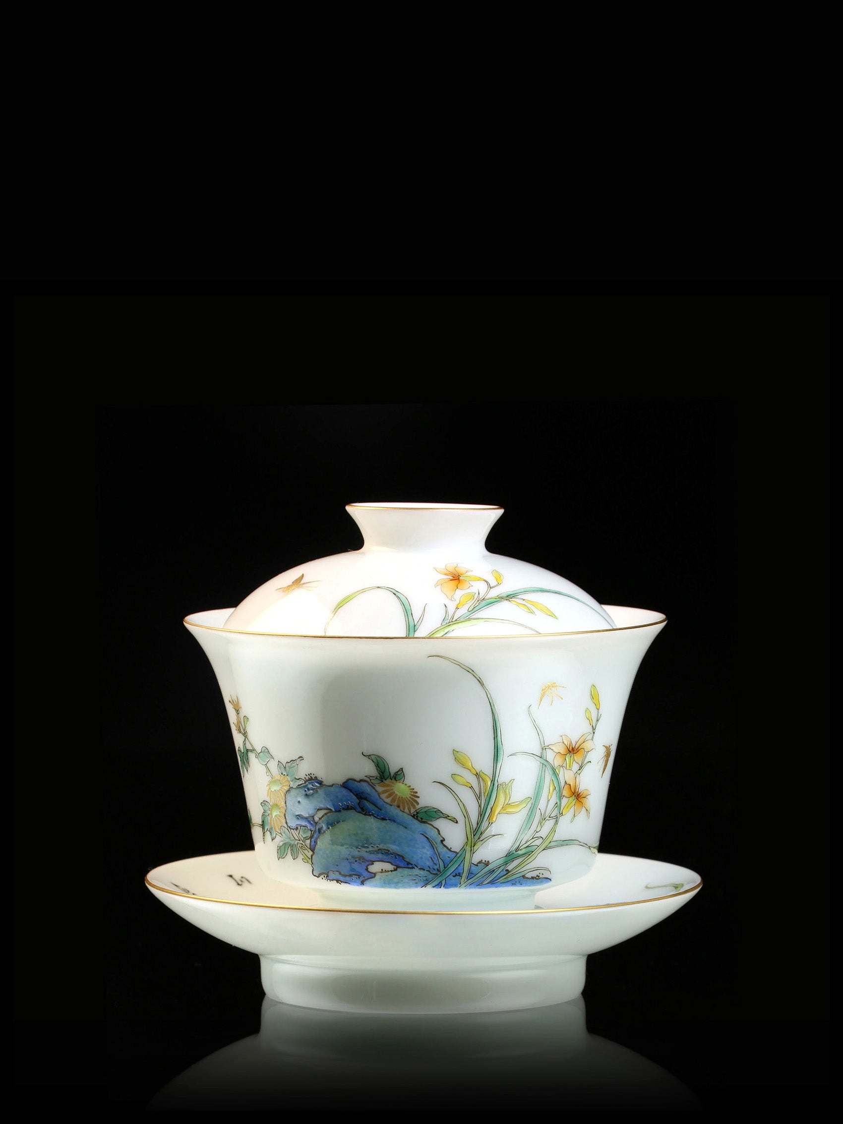 Daylily-shaped covered bowl/tea cup