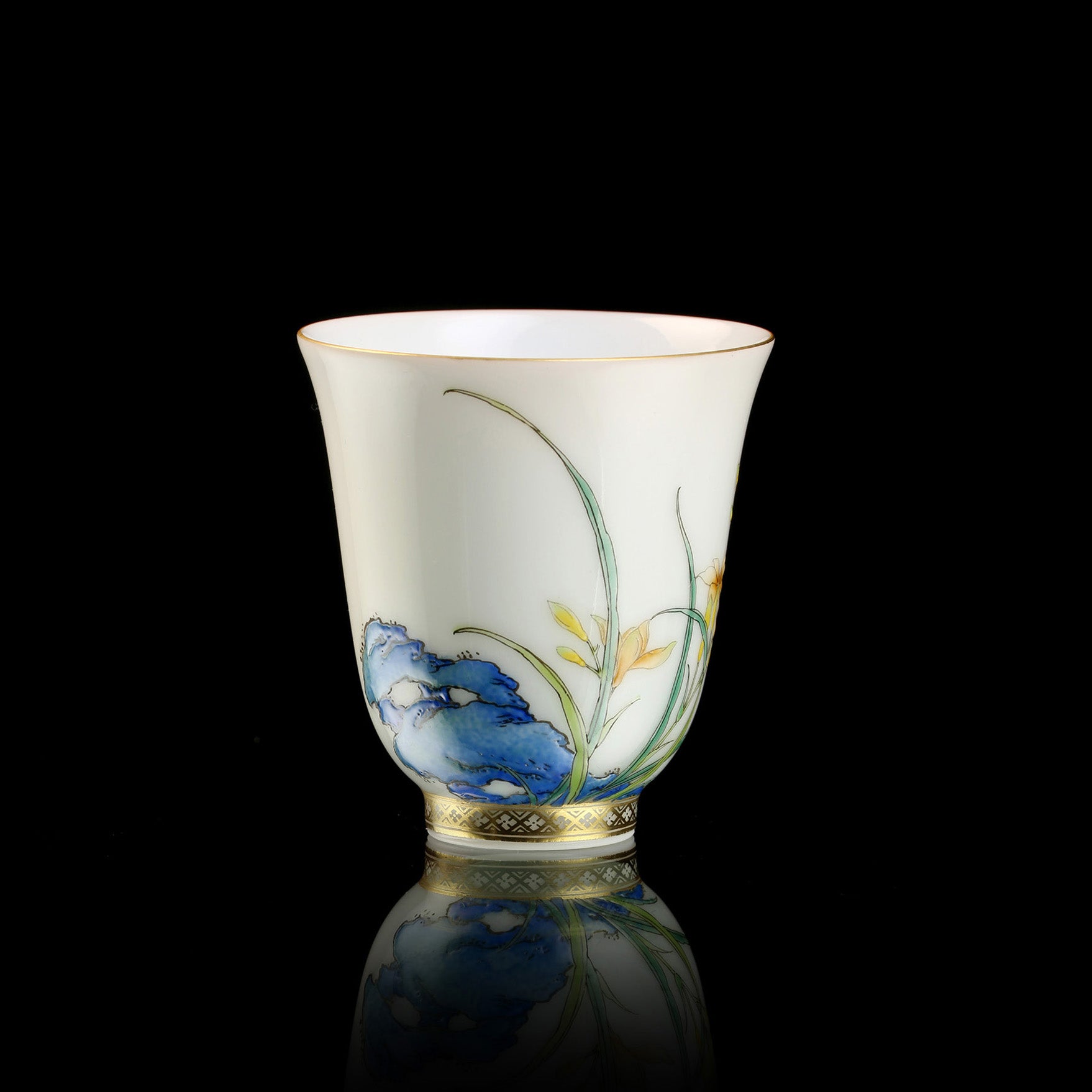 Daylily-shaped covered bowl/tea cup