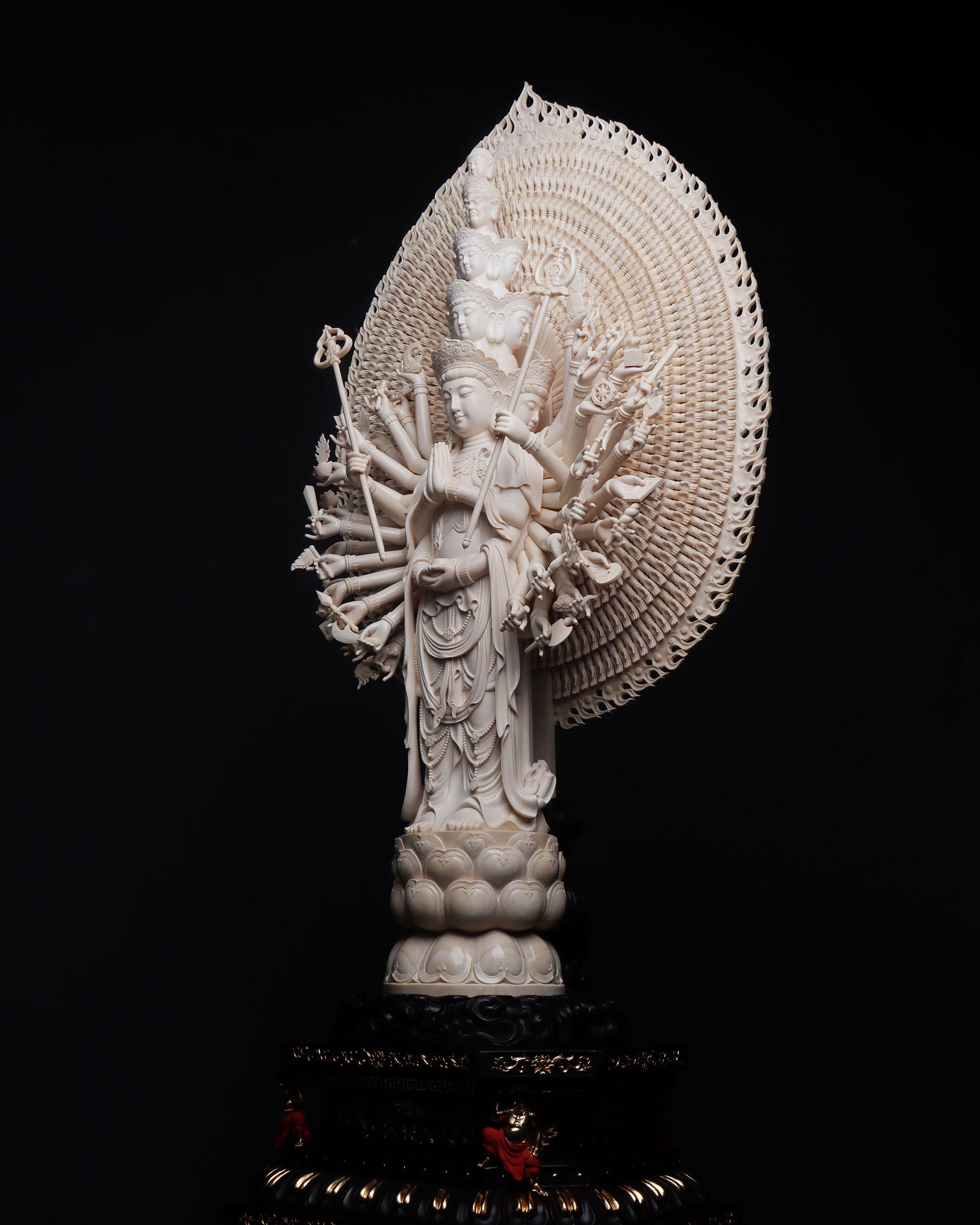 Mammoth Ivory Carving of Thousand-Handed Guanyin