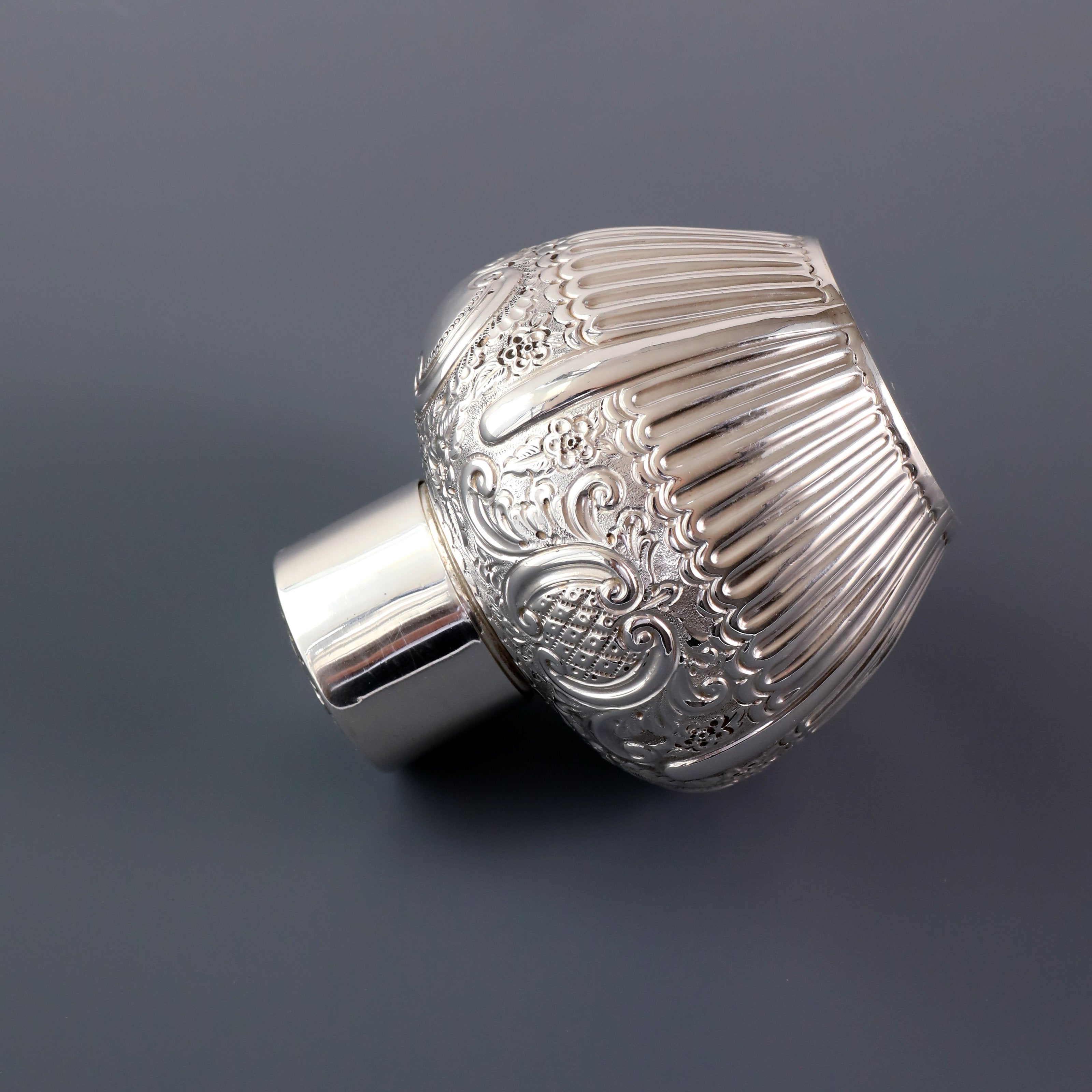 1896 British sterling silver embossed tea caddy