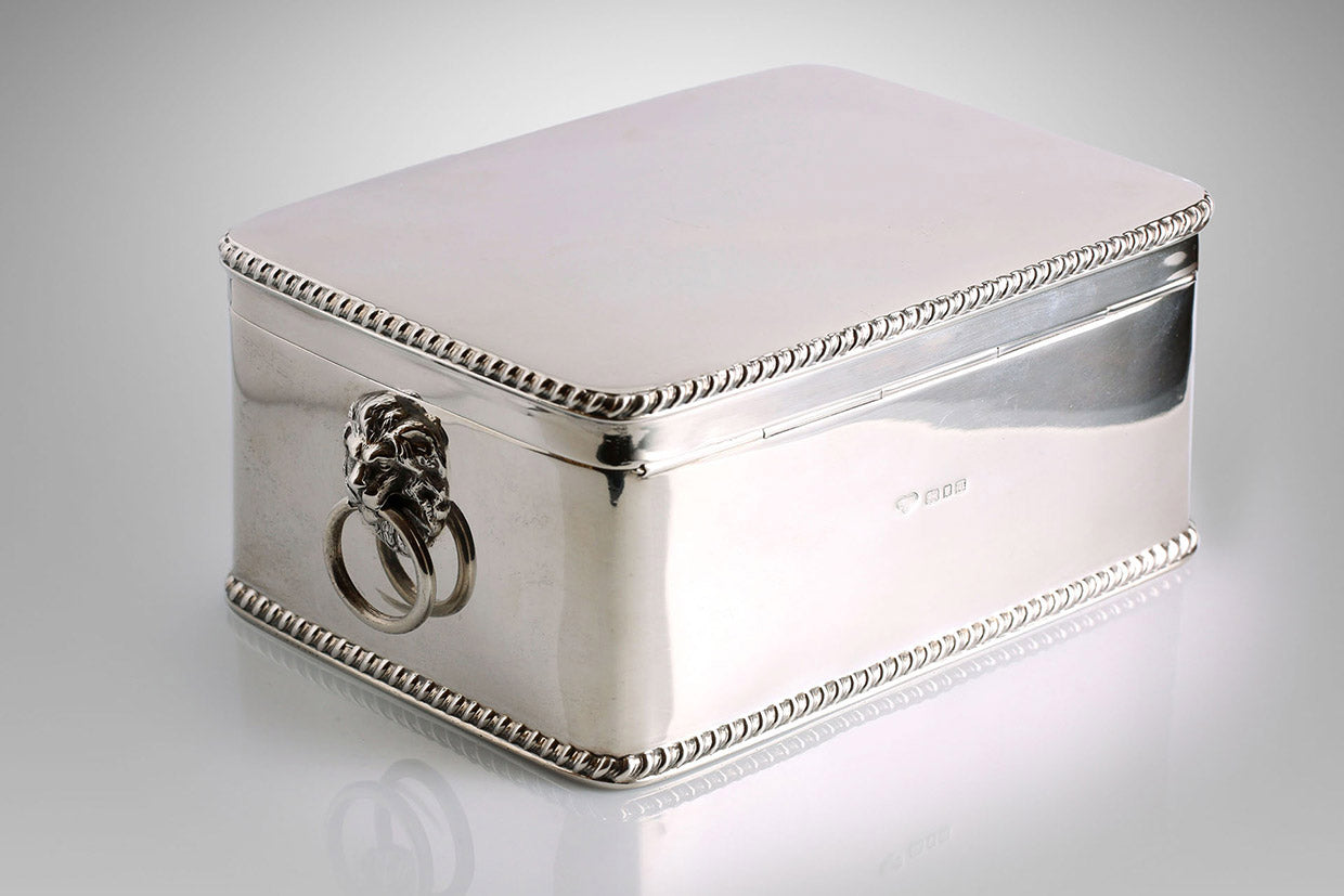 British silver tea box, 1927