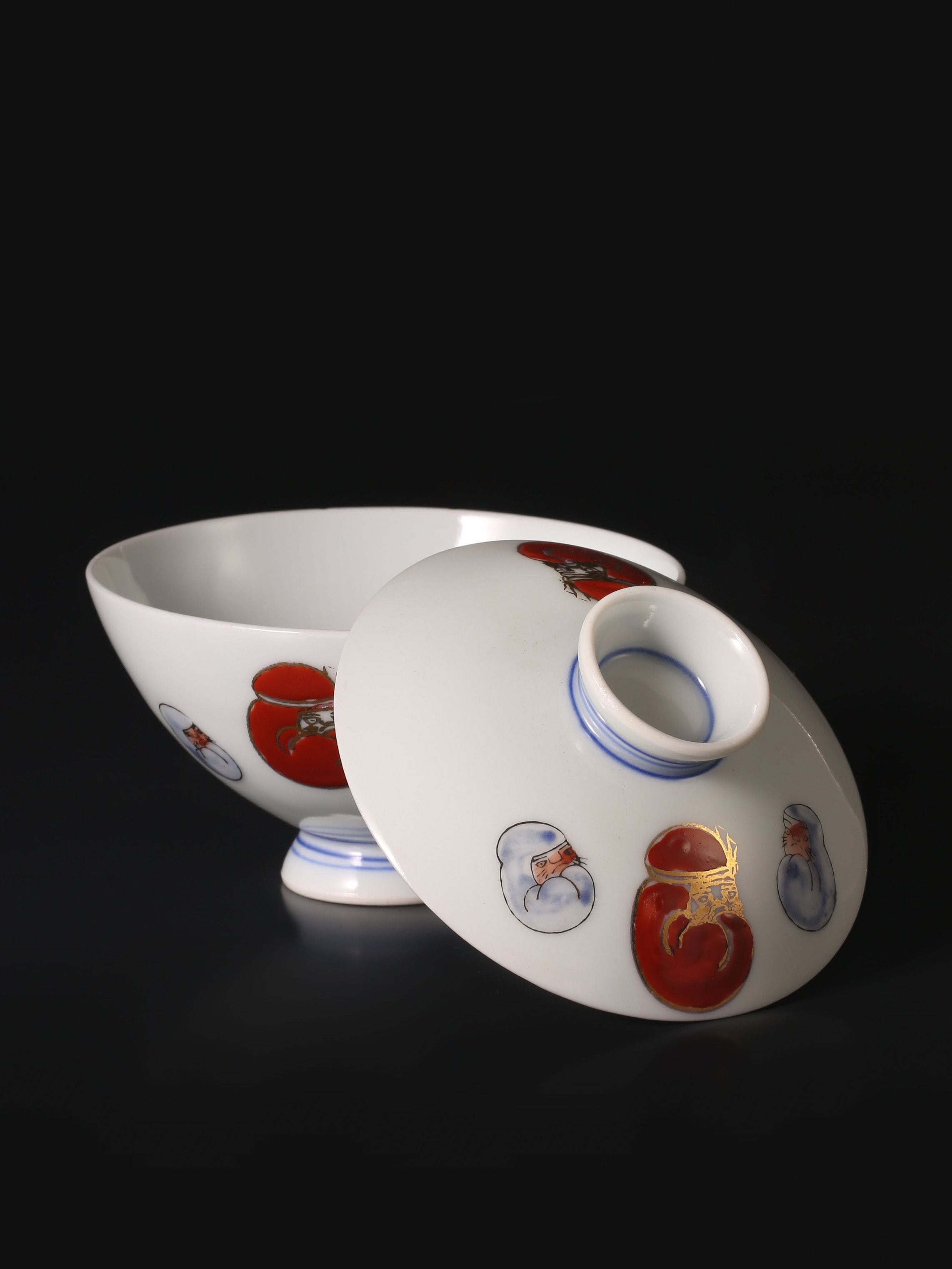 Japanese Imari Daruma Covered Bowl (Lid)