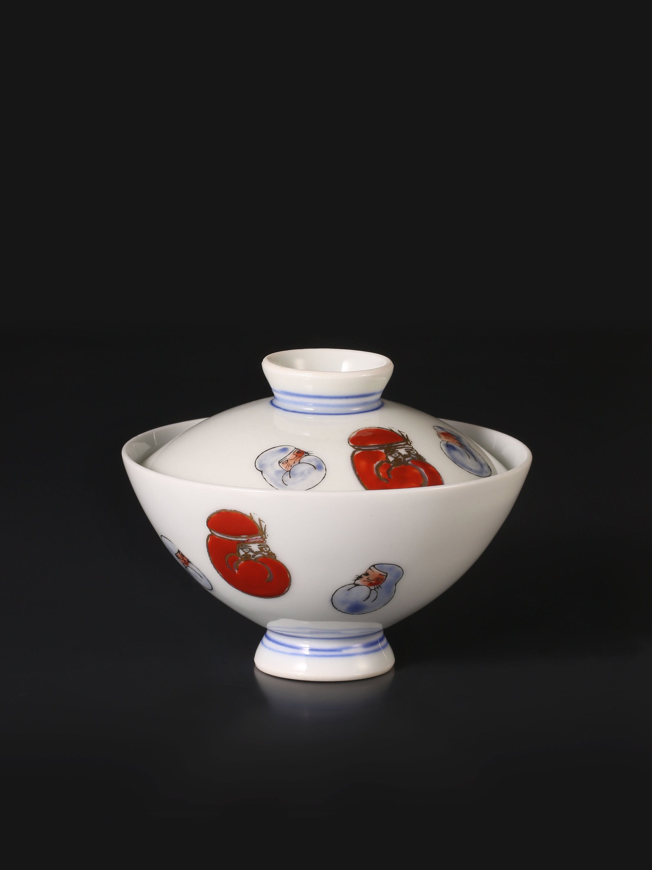 Japanese Imari Daruma Covered Bowl (Lid)
