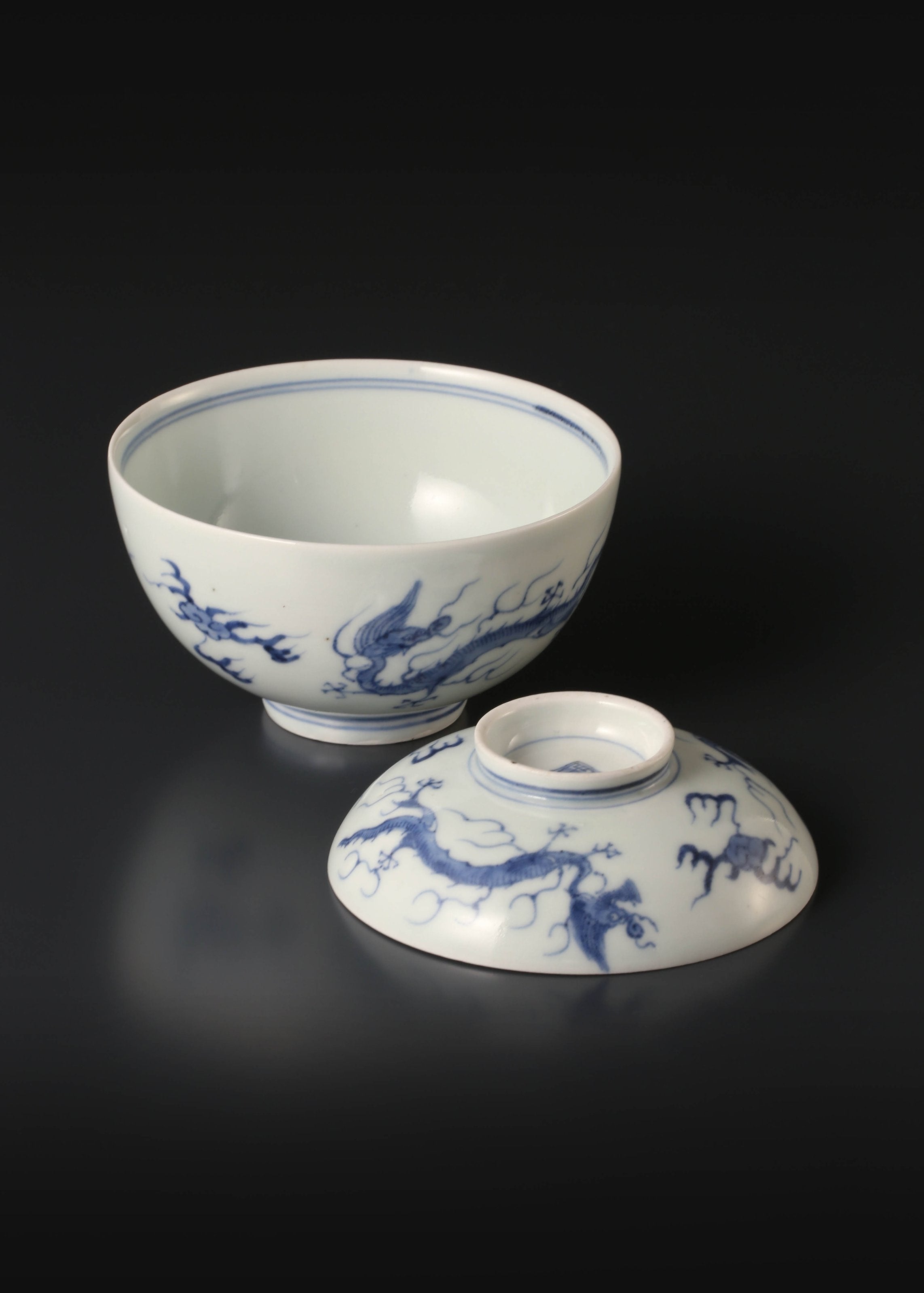 Japanese Imari dragon-patterned covered bowl (lid)