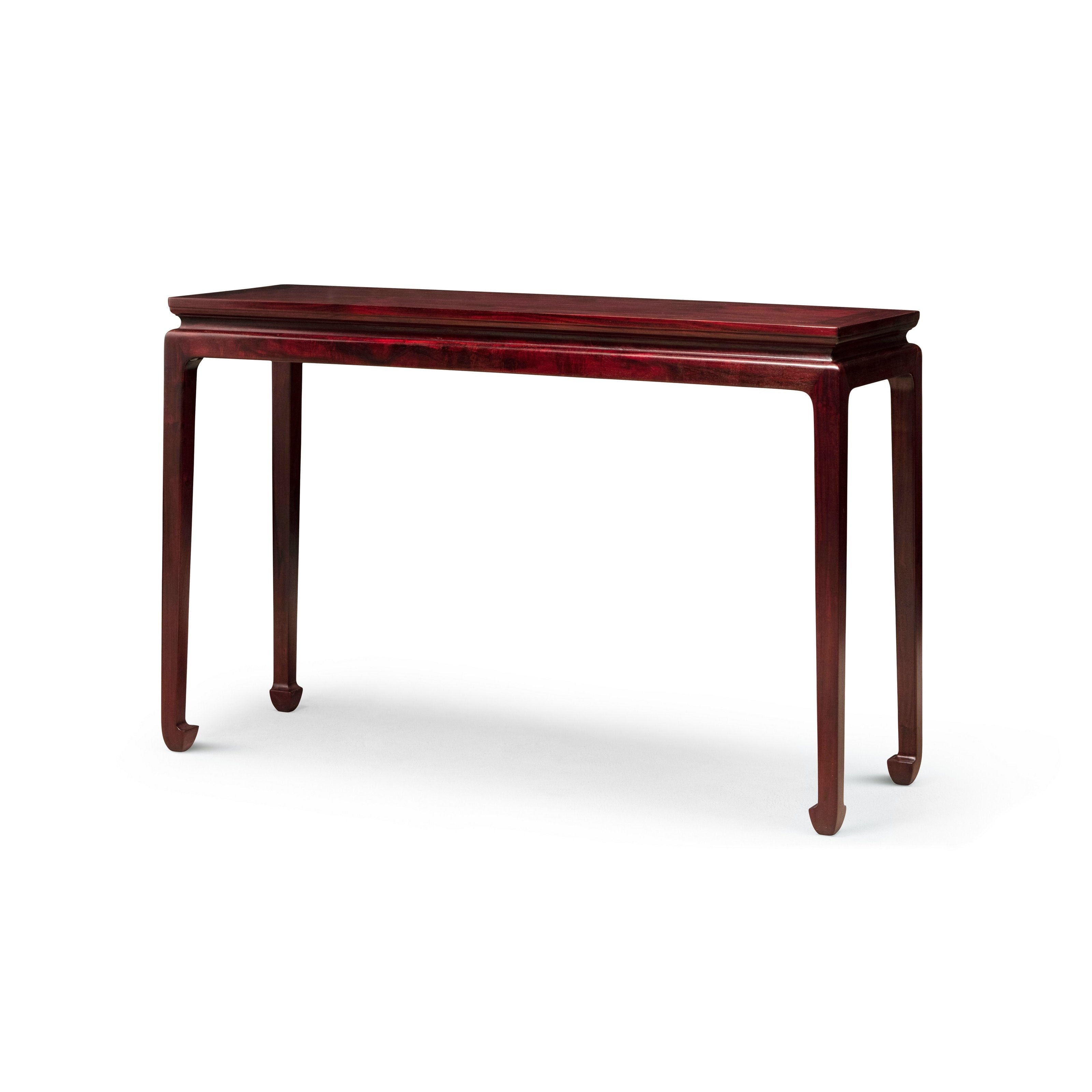 Long table with waisted legs and hoof feet