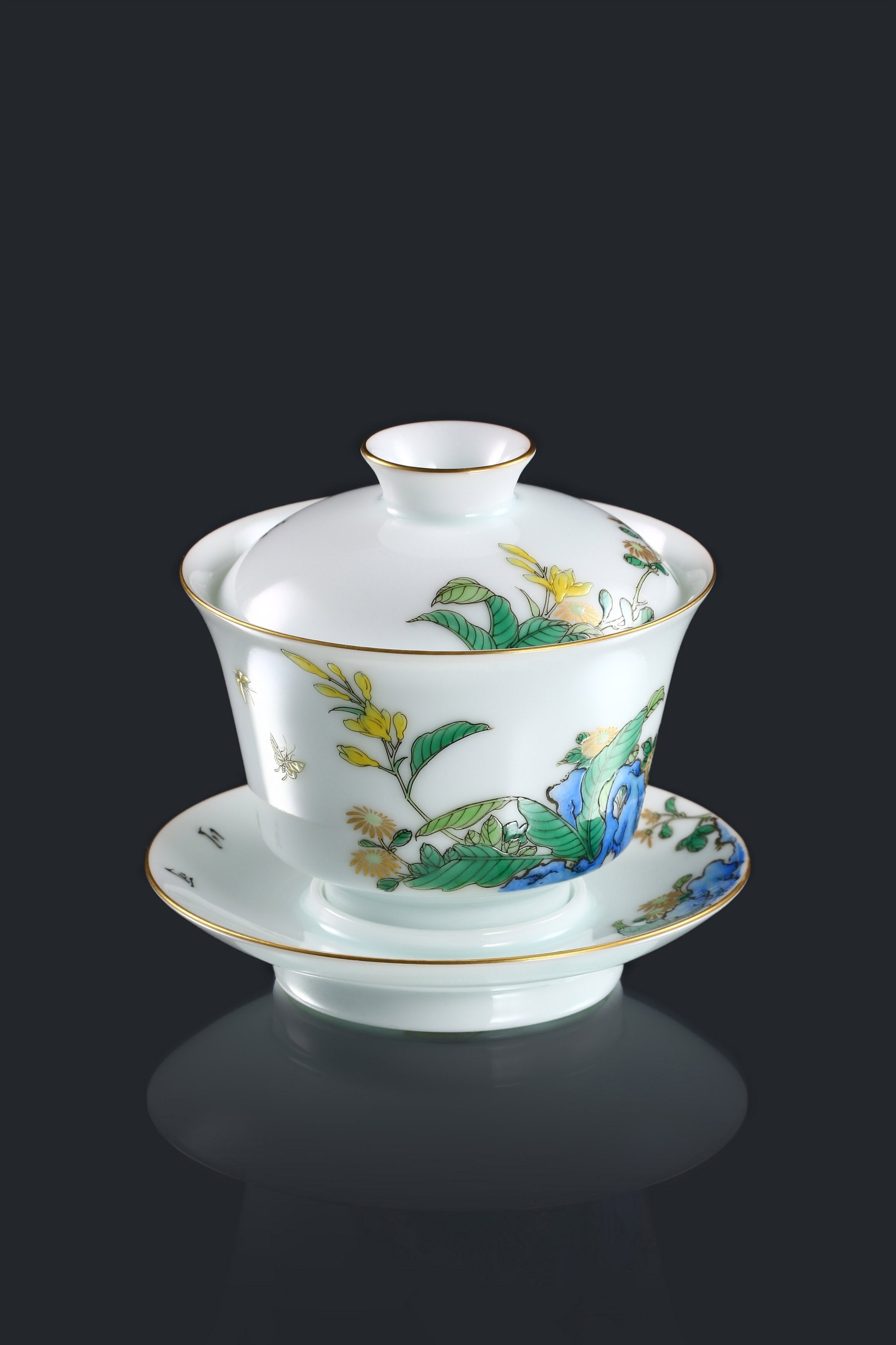 Jade hairpin flower gaiwan/tea cup