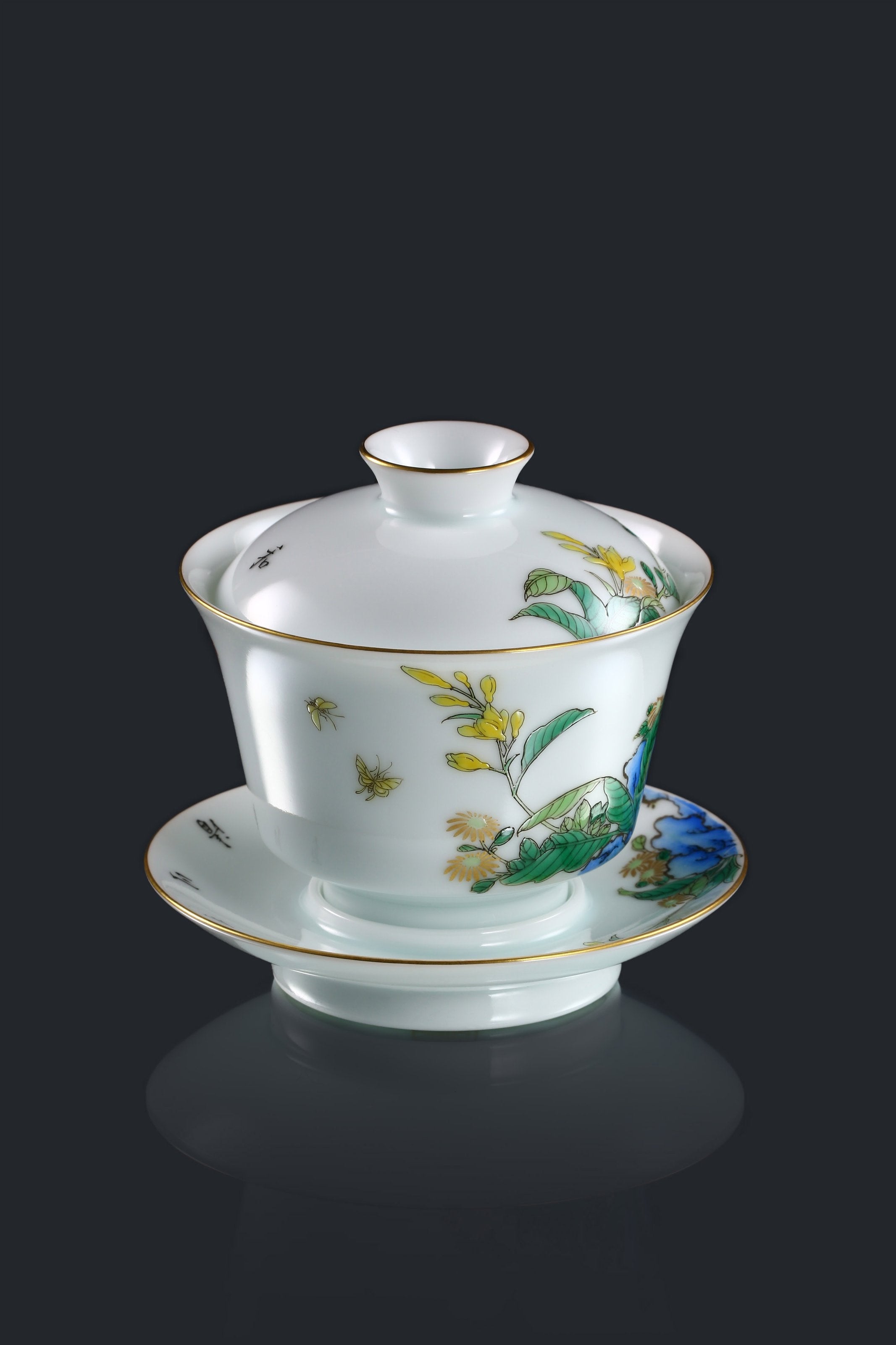 Jade hairpin flower gaiwan/tea cup