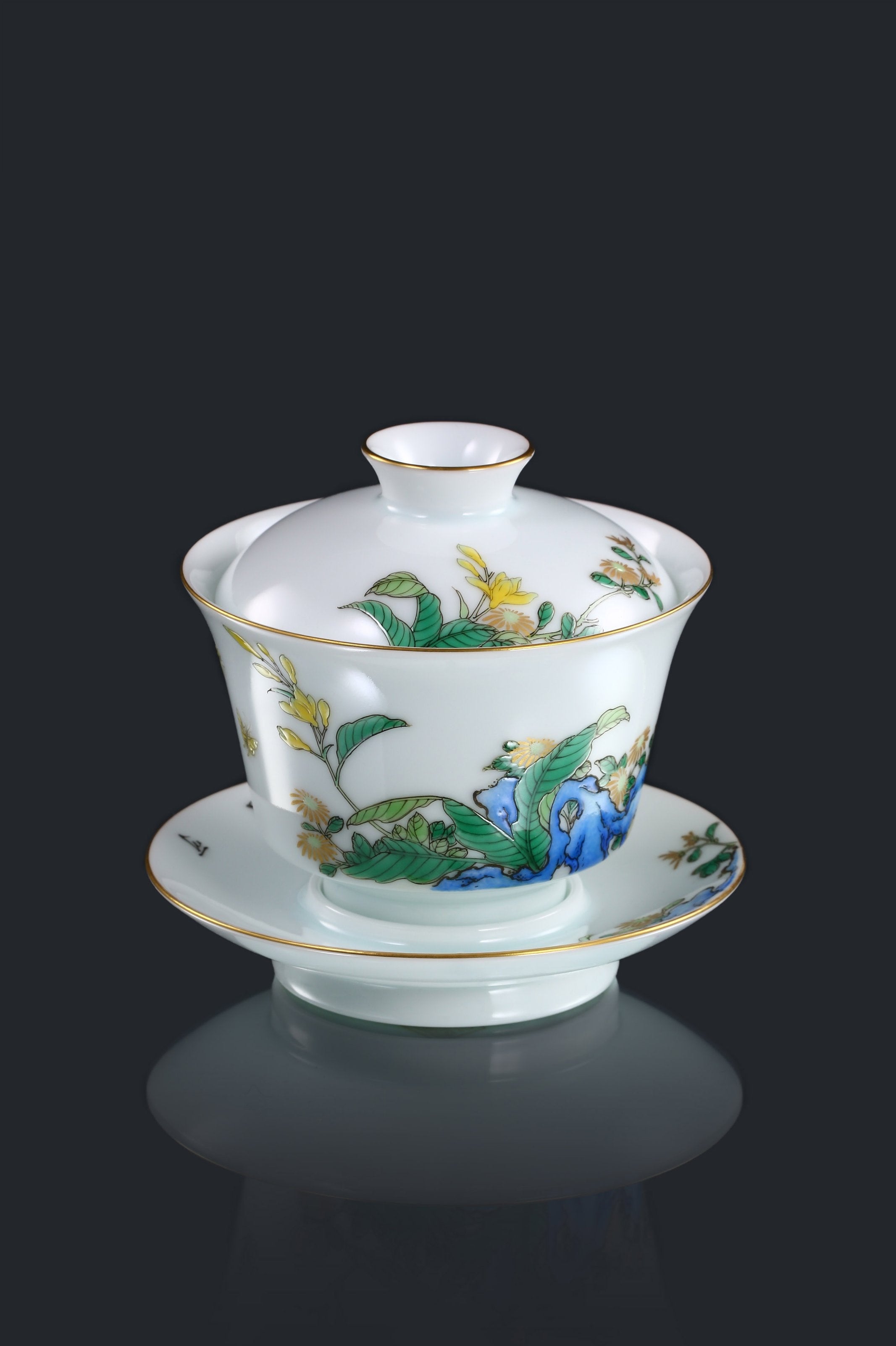 Jade hairpin flower gaiwan/tea cup