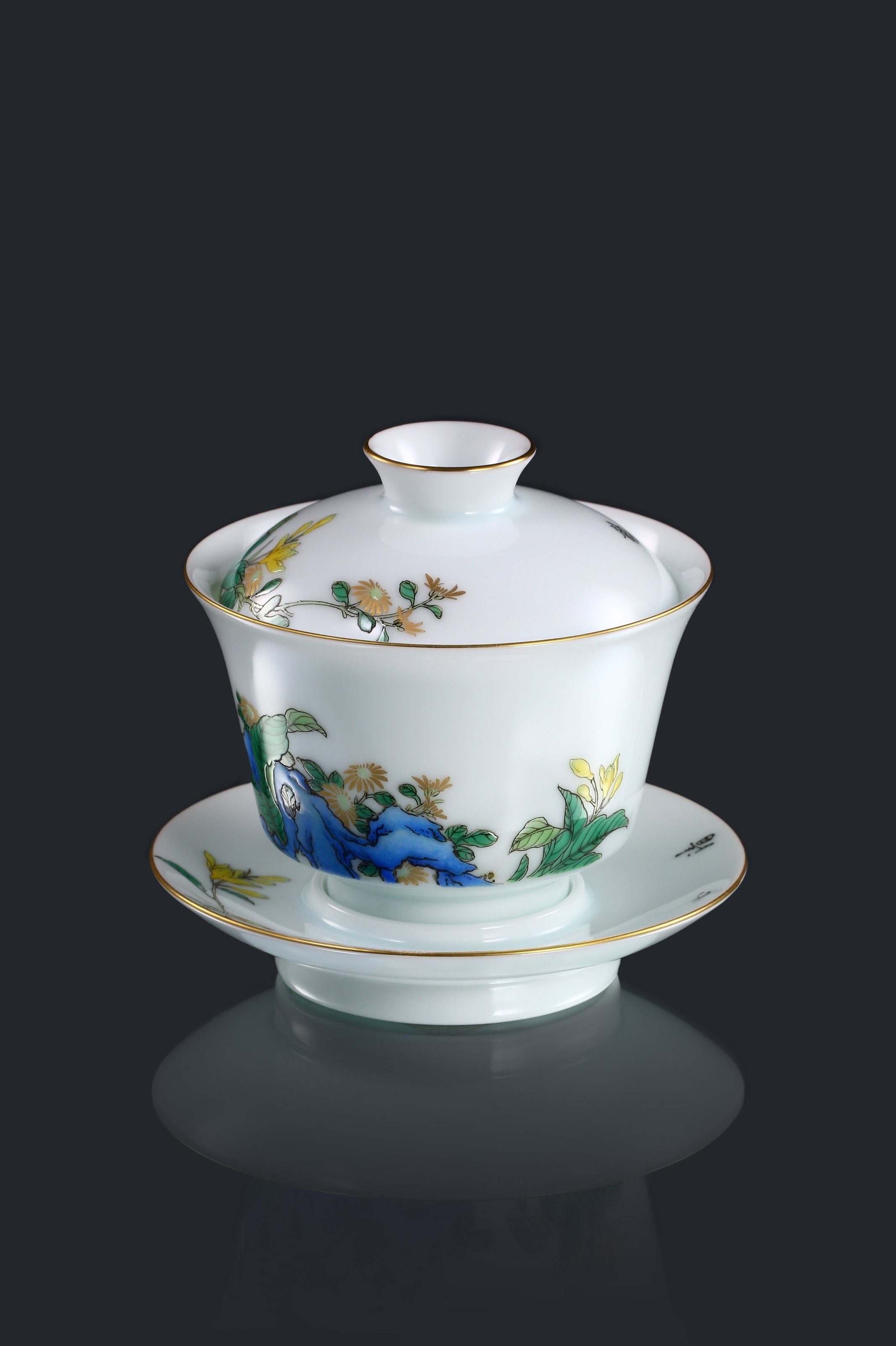 Jade hairpin flower gaiwan/tea cup