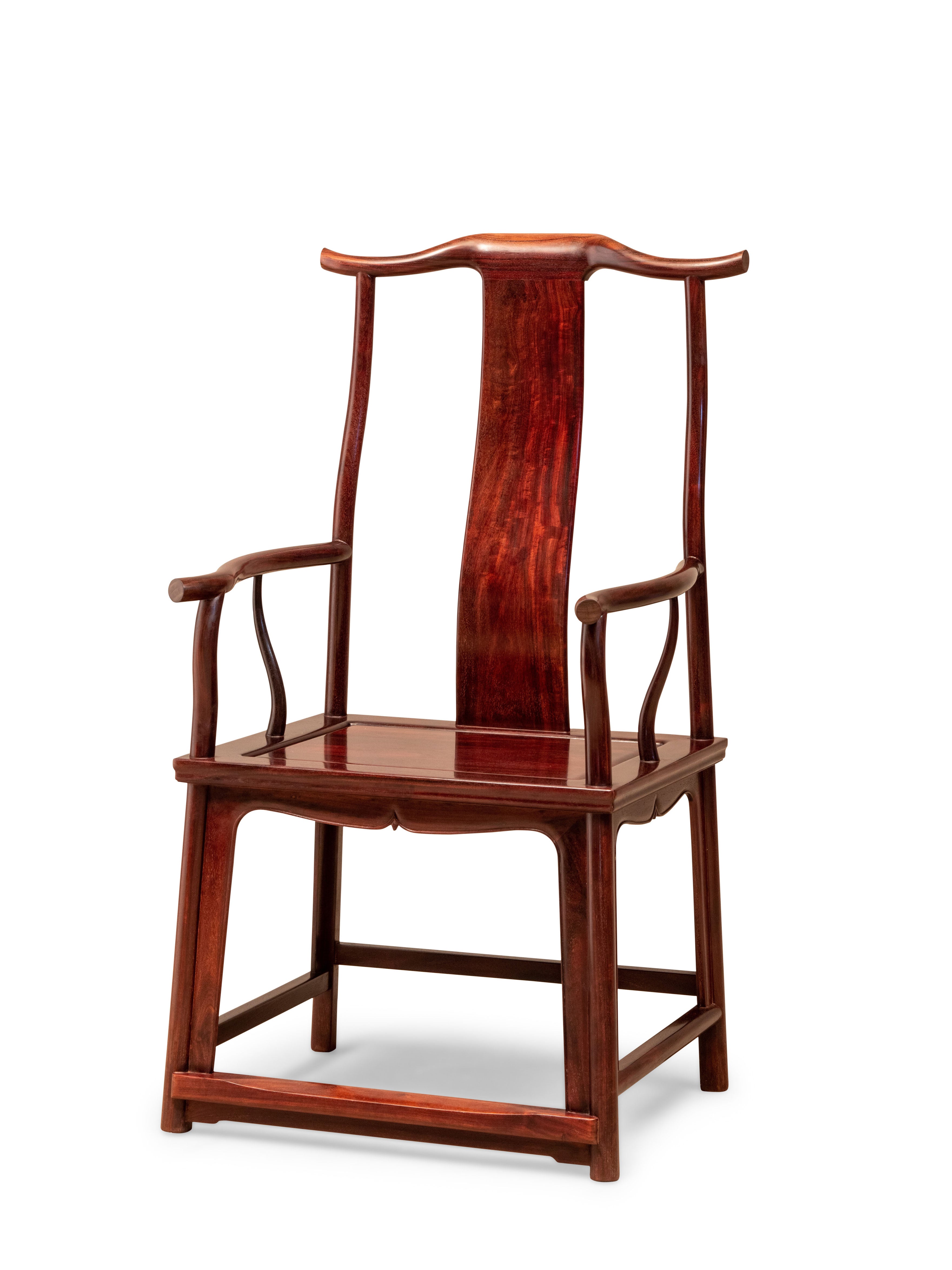 Zambian rosewood official's hat chair with four protruding flower buds