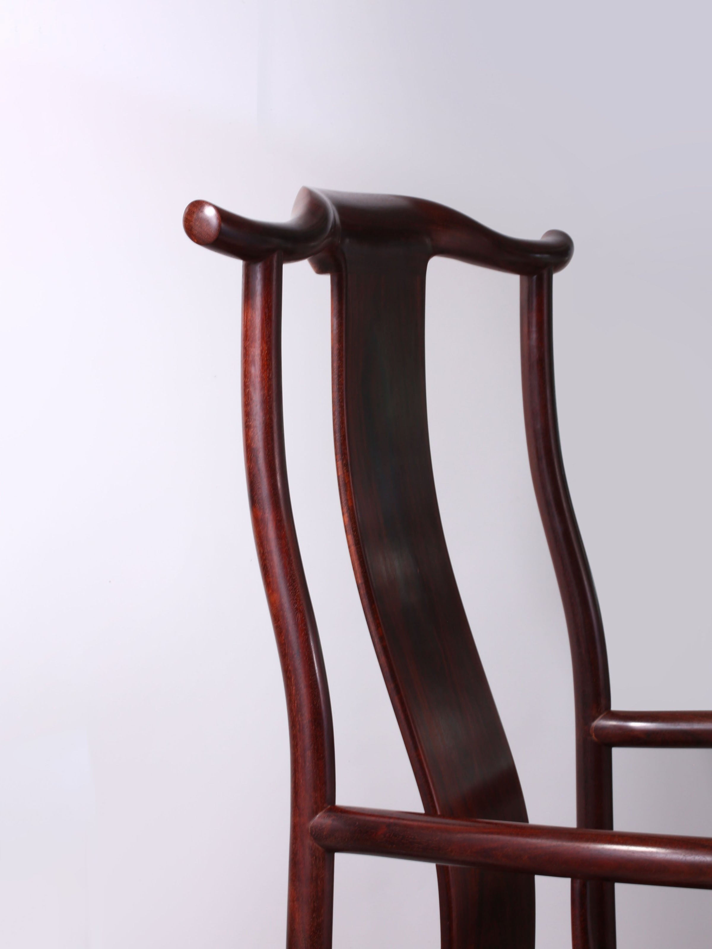 Zambian rosewood official's hat chair with four protruding flower buds