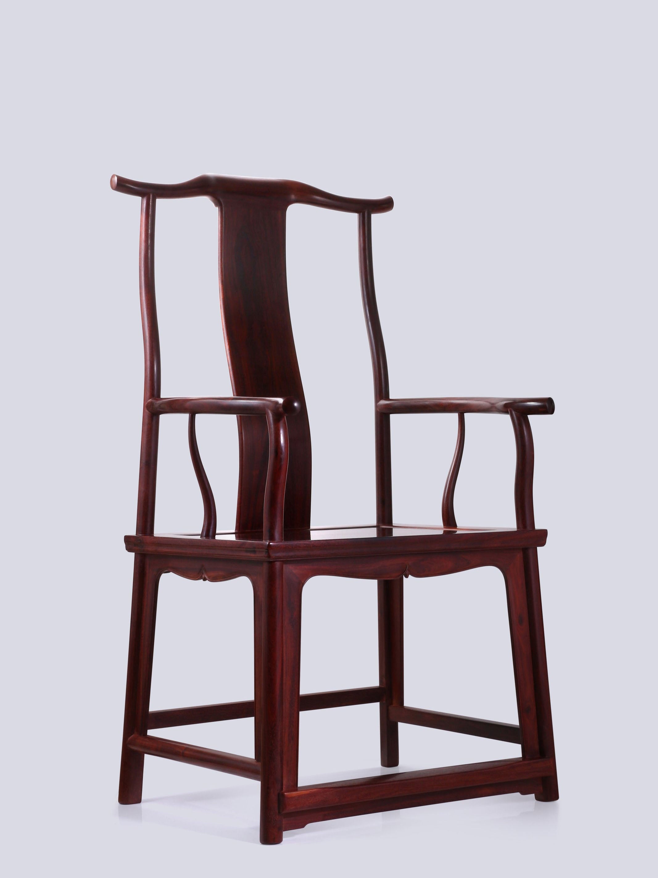 Zambian rosewood official's hat chair with four protruding flower buds