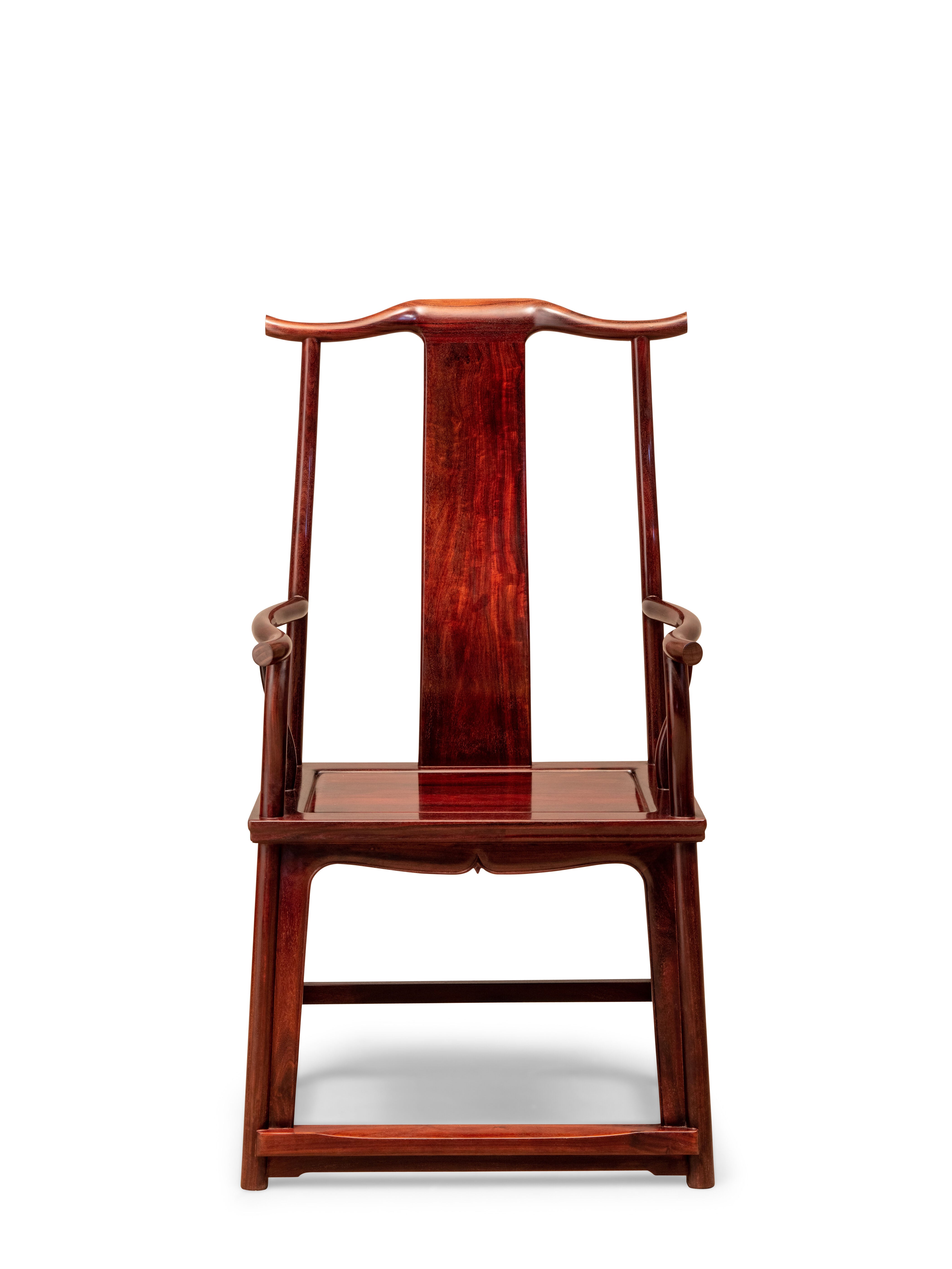 Zambian rosewood official's hat chair with four protruding flower buds
