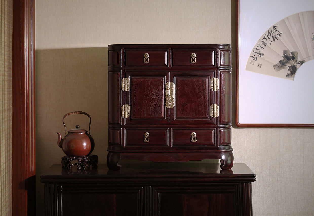 Passionflower pattern/dragon pattern/plain surface small chest cabinet with stand