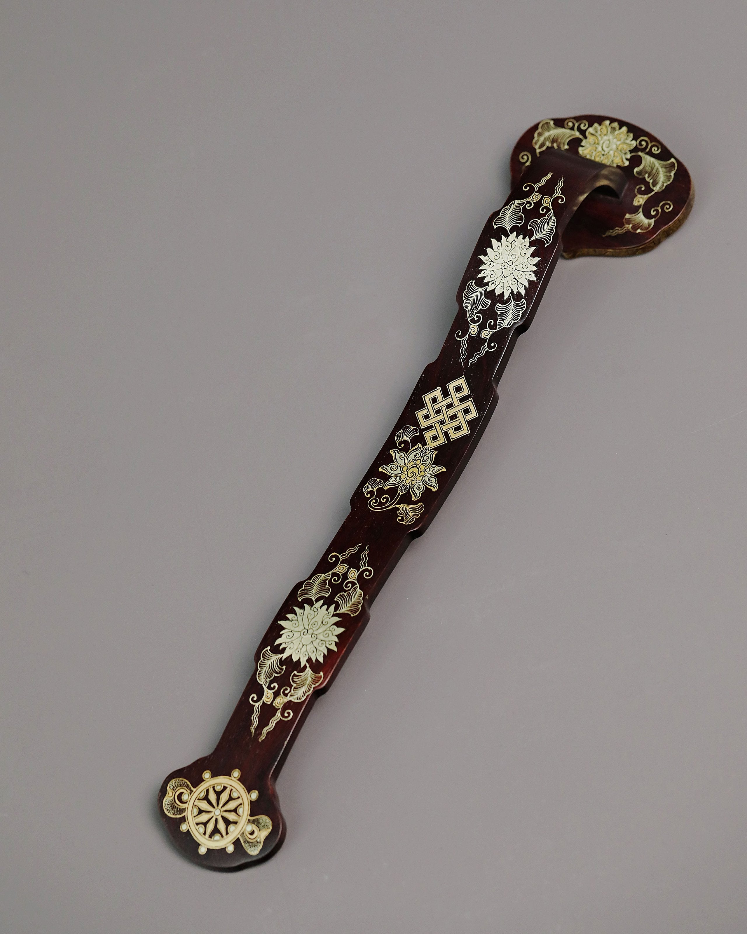 Small-leaf sandalwood inlaid with genuine gold Ruyi