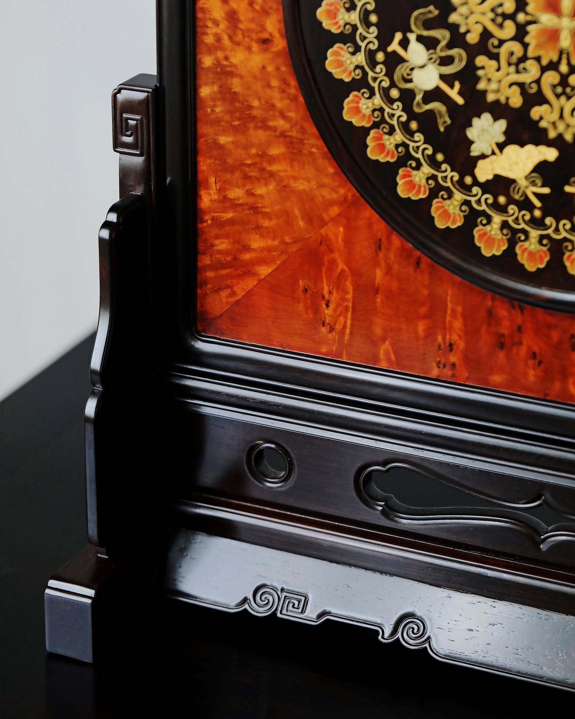 Purple sandalwood burl wood gilded Eight Immortals screen