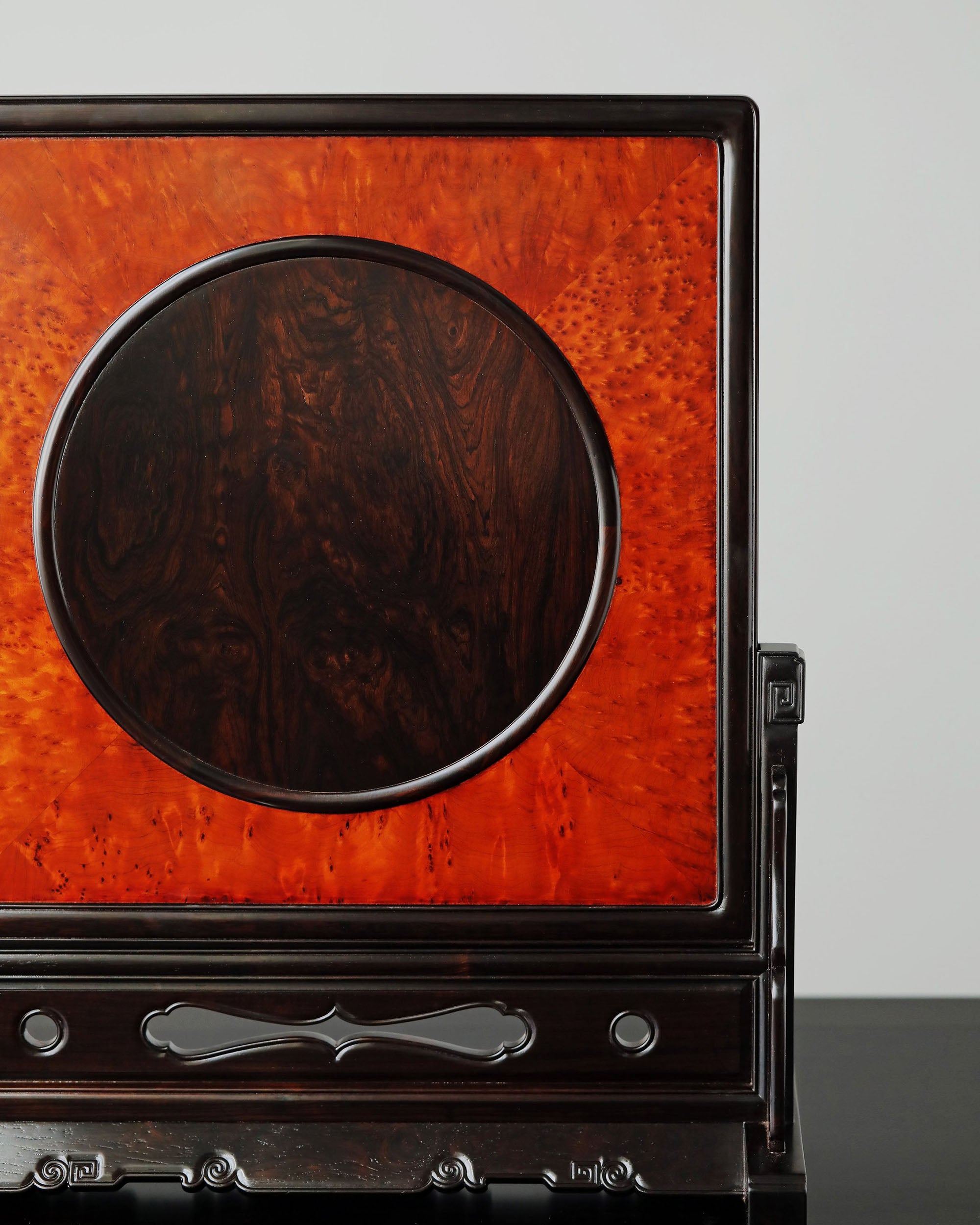 Purple sandalwood burl wood gilded Eight Immortals screen