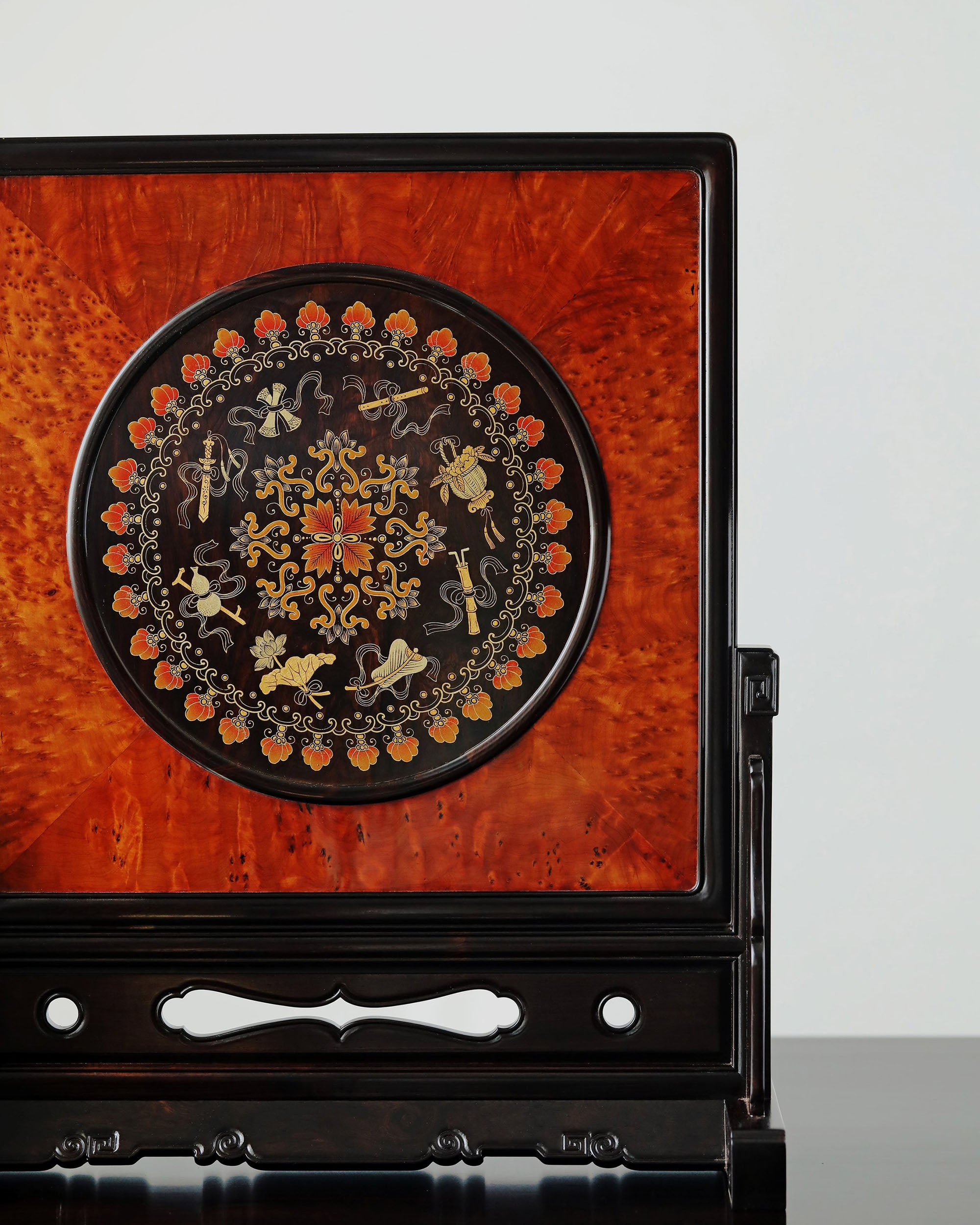 Purple sandalwood burl wood gilded Eight Immortals screen