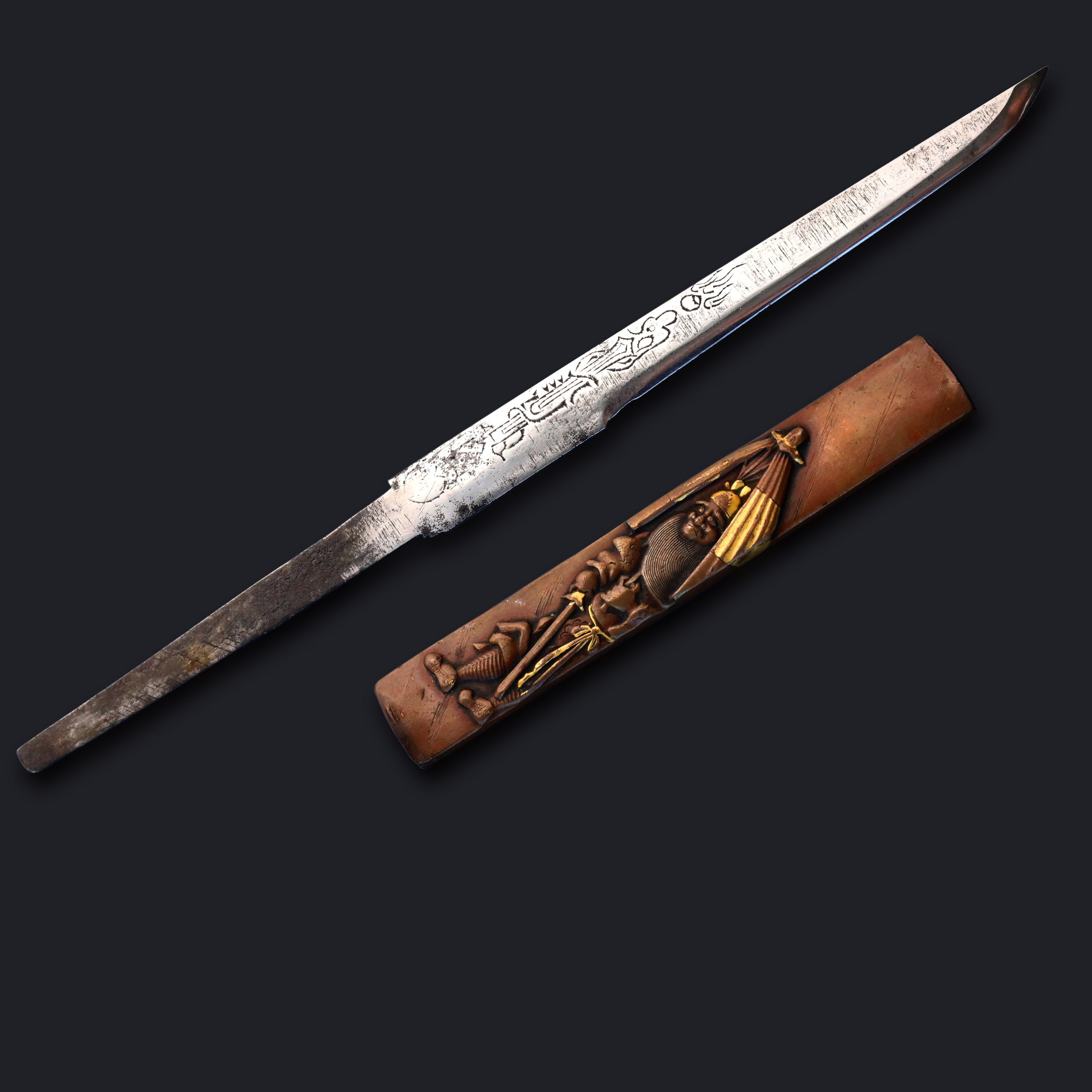 A small knife depicting Zhong Kui from the Edo period in Japan.