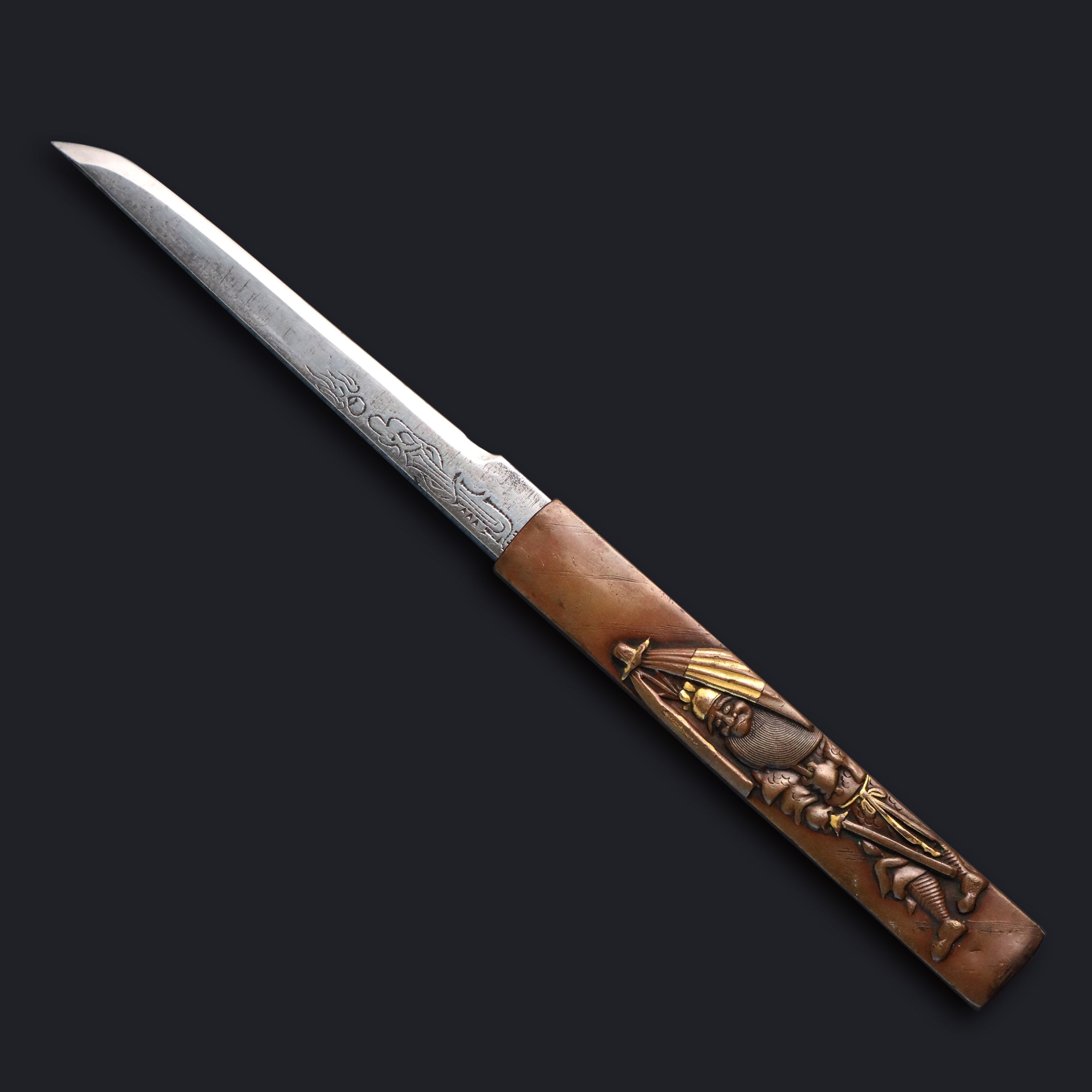 A small knife depicting Zhong Kui from the Edo period in Japan.
