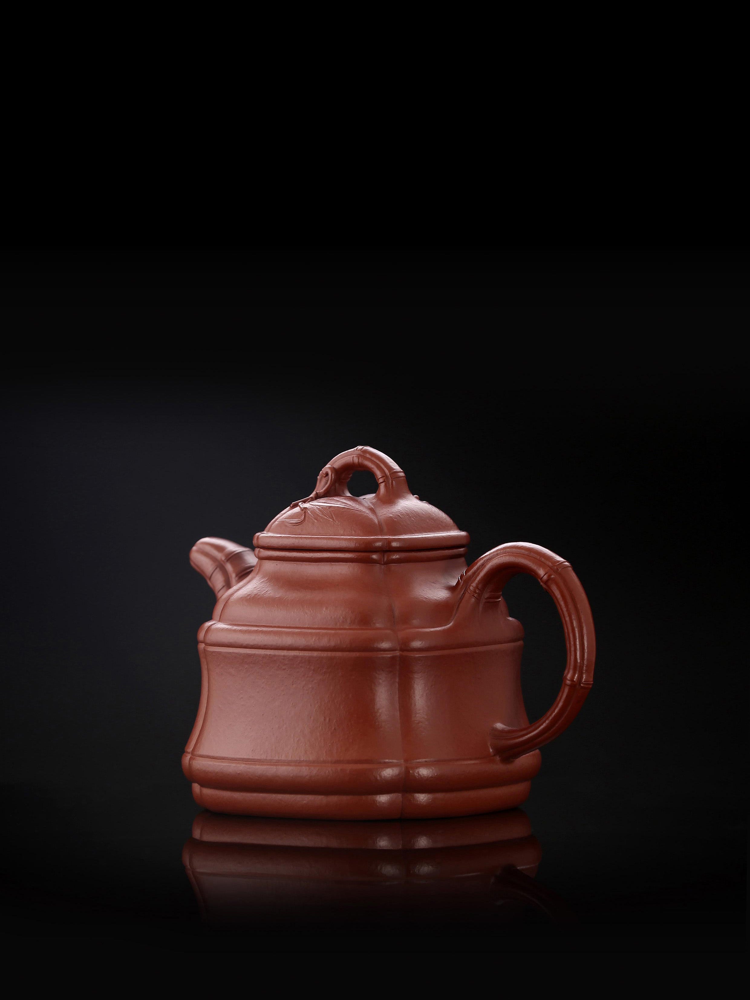 Bamboo Tripod Teapot - Small Coal Kiln Red Clay 