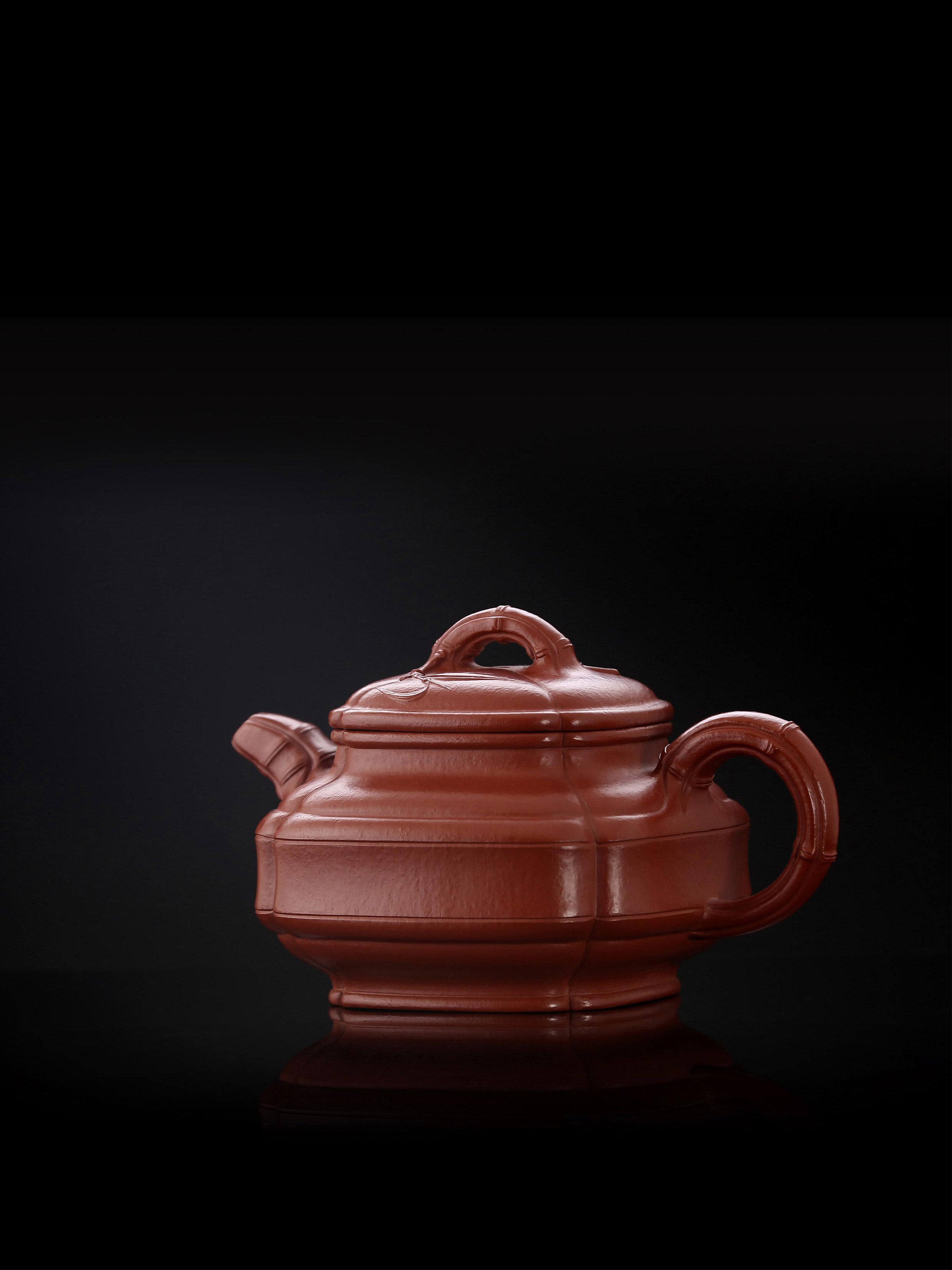 Bamboo Drum Teapot - Small Coal Kiln Zhu Ni (Red Clay)