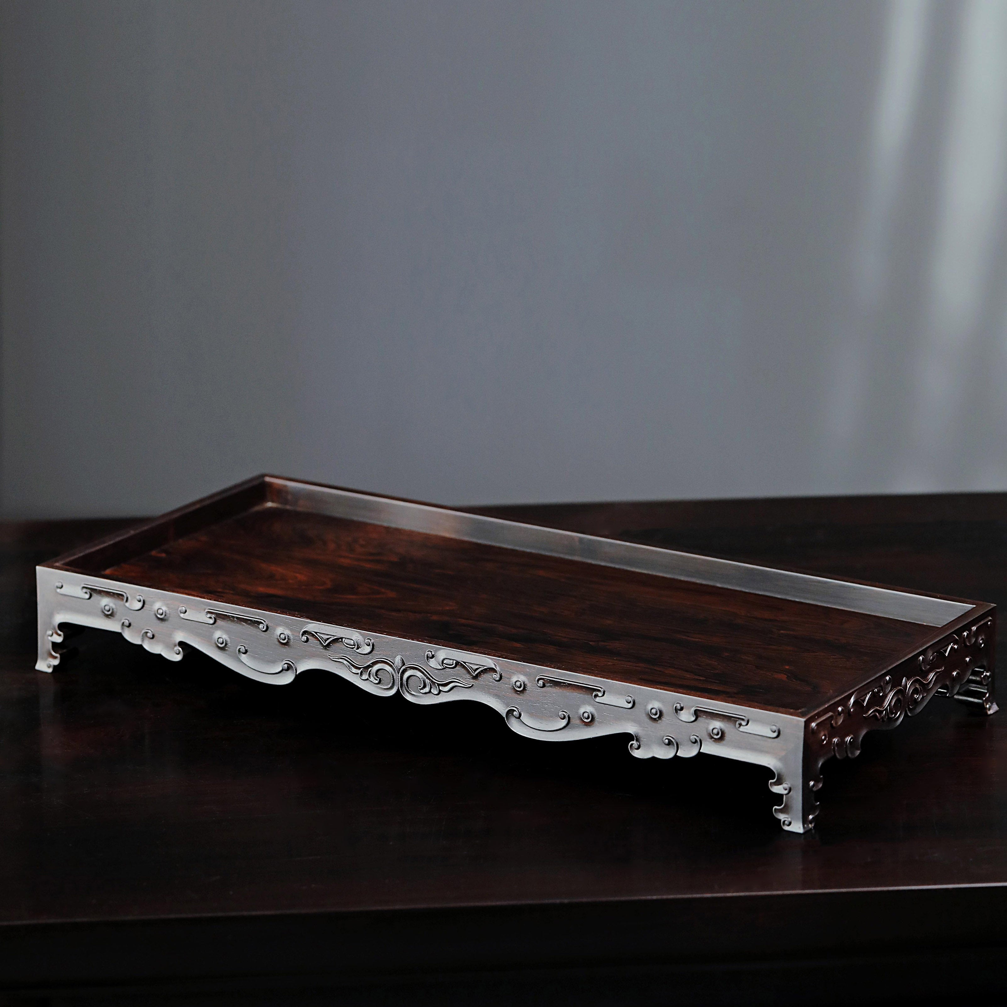 Purple sandalwood ruyi scroll plate