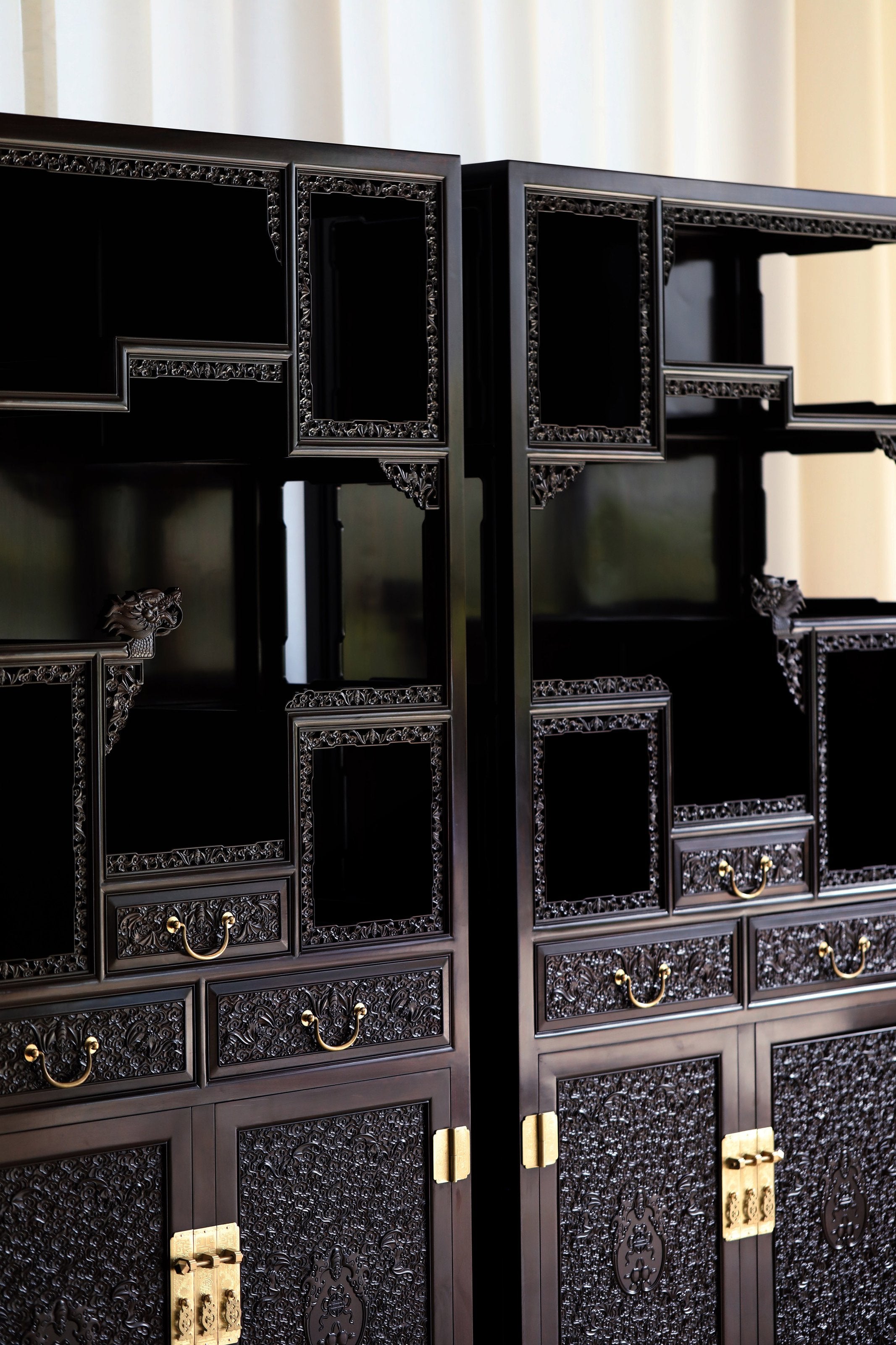 Purple sandalwood cabinet shelves in pairs