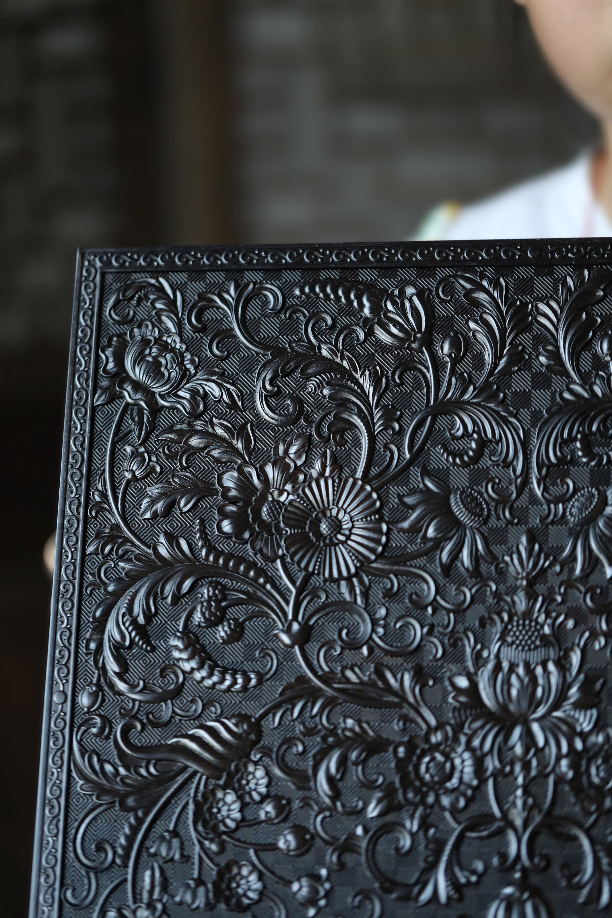 Purple sandalwood passionflower carved tea box