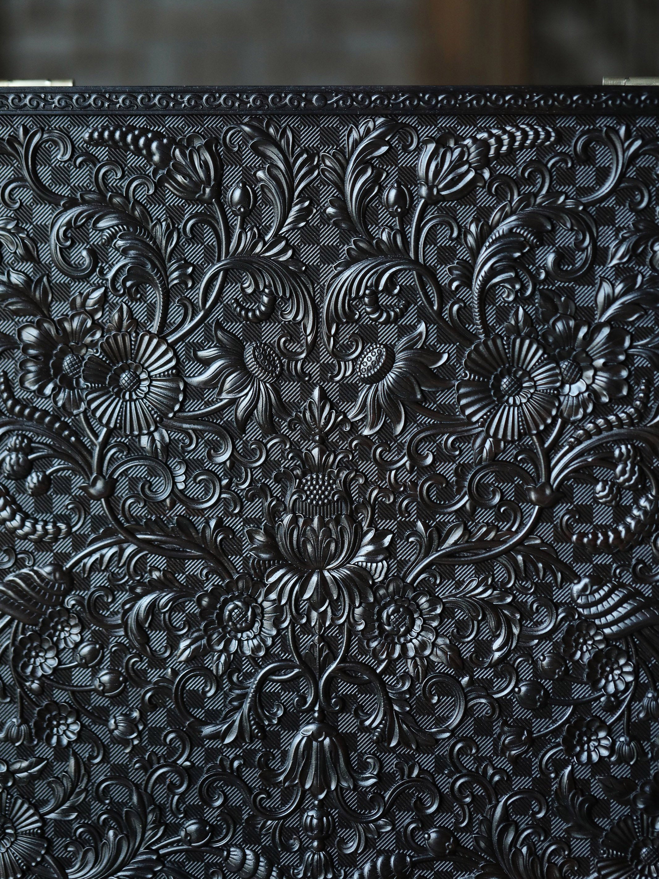 Purple sandalwood passionflower carved tea box