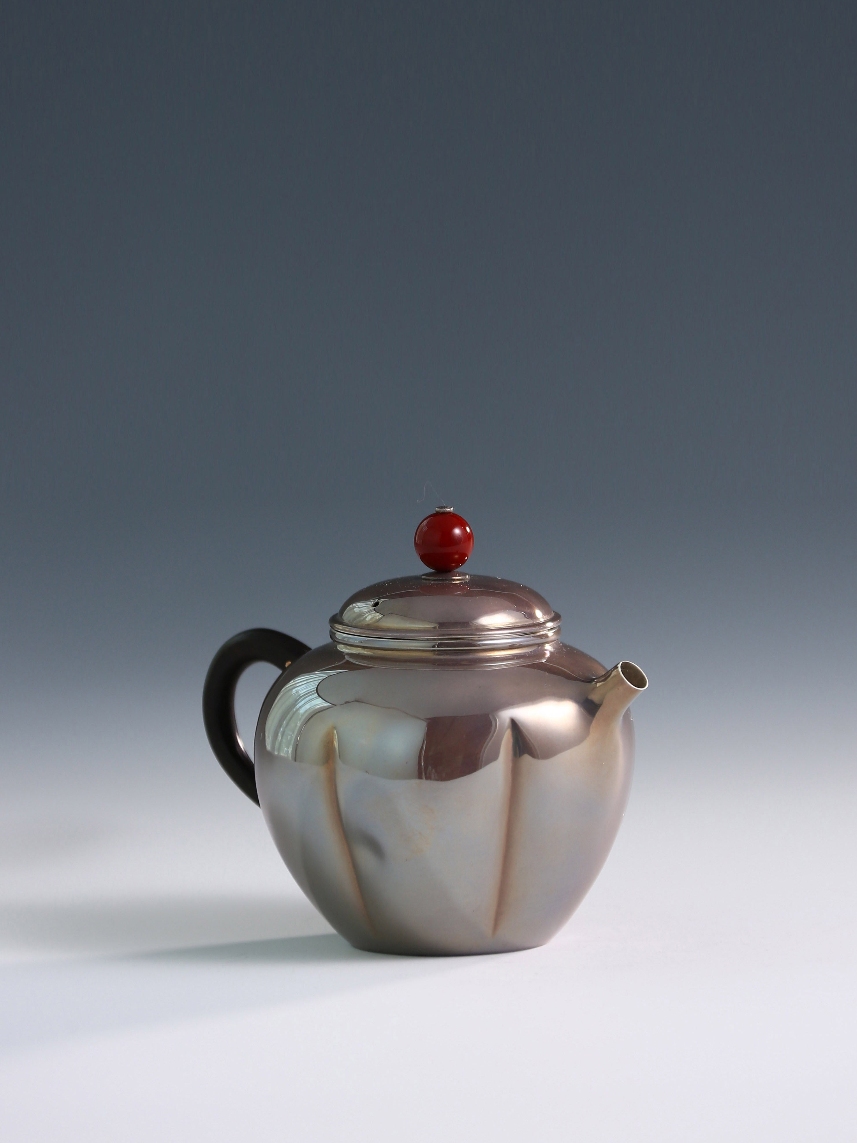 Purple Melon Petal Pure Silver Teapot