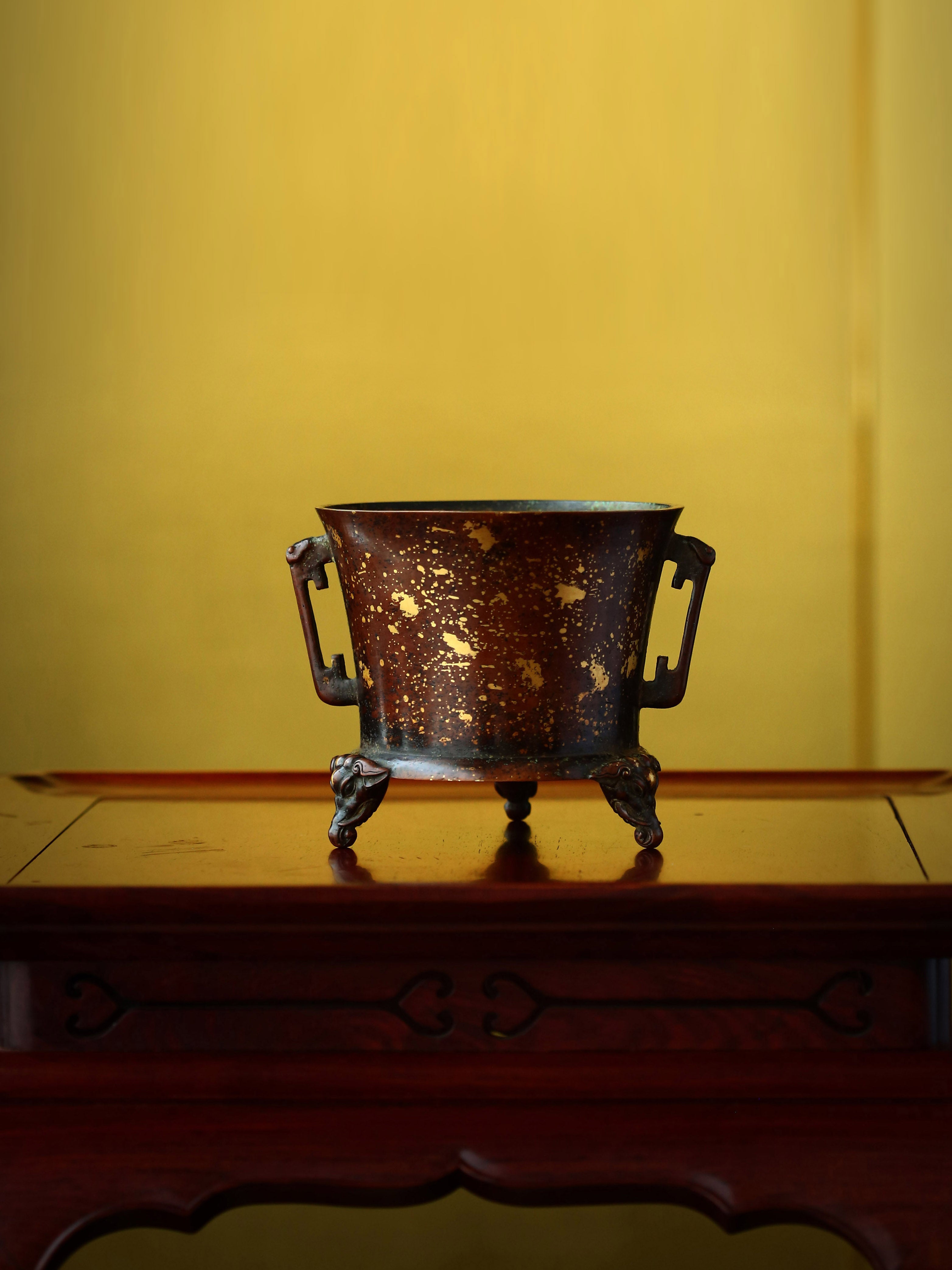 Purple Copper Elephant Three-Legged Incense Burner