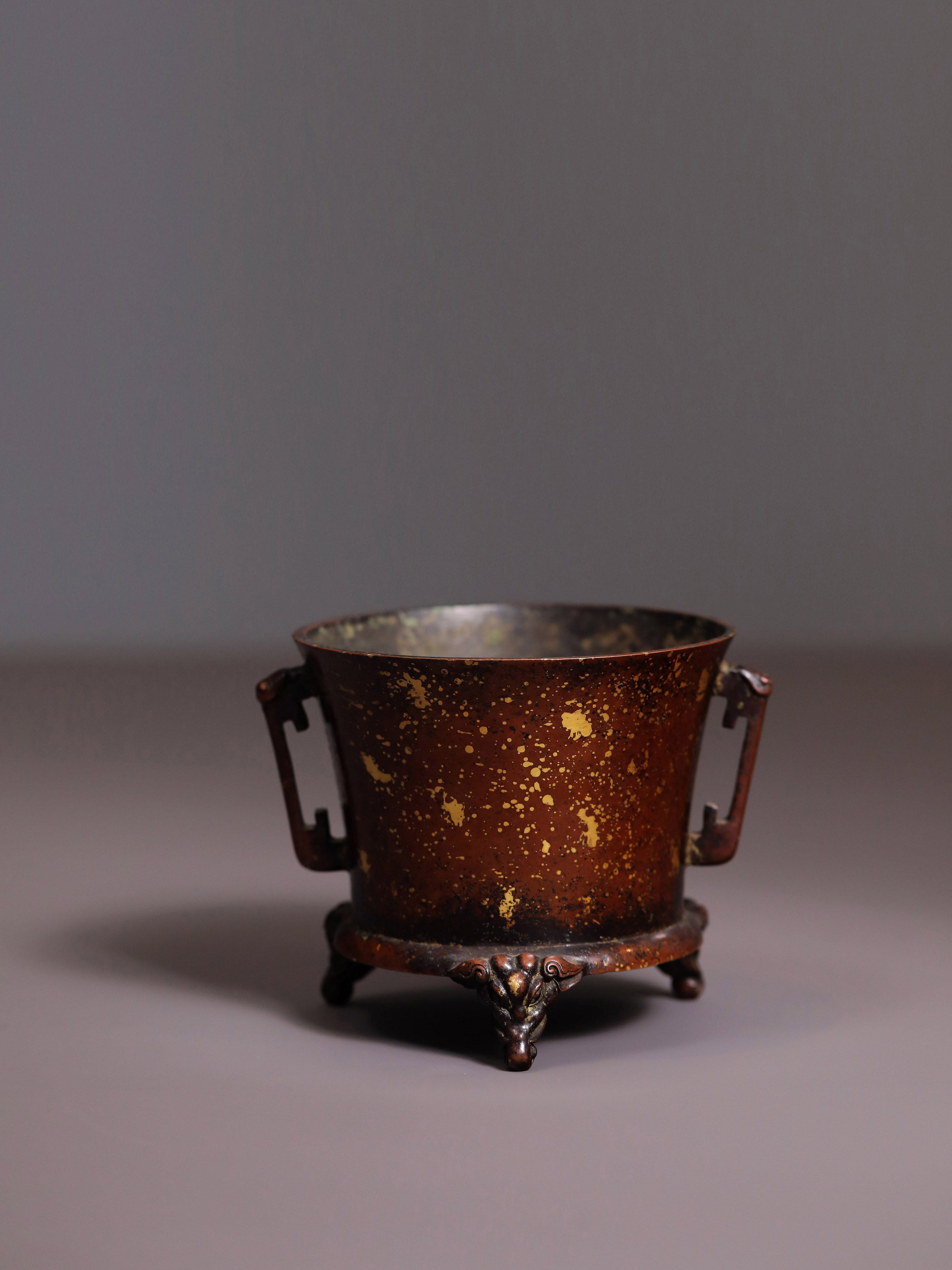 Purple Copper Elephant Three-Legged Incense Burner