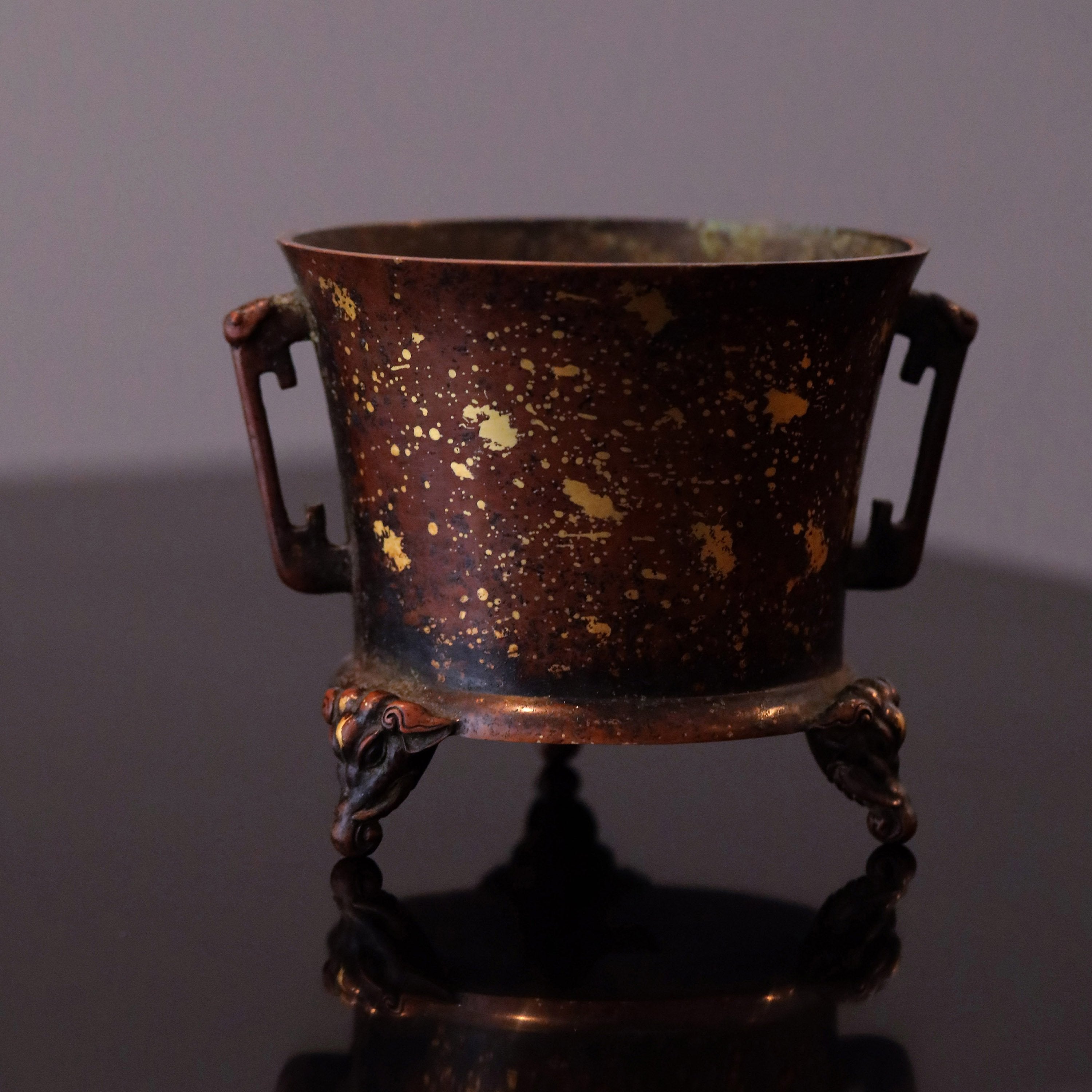 Purple Copper Elephant Three-Legged Incense Burner