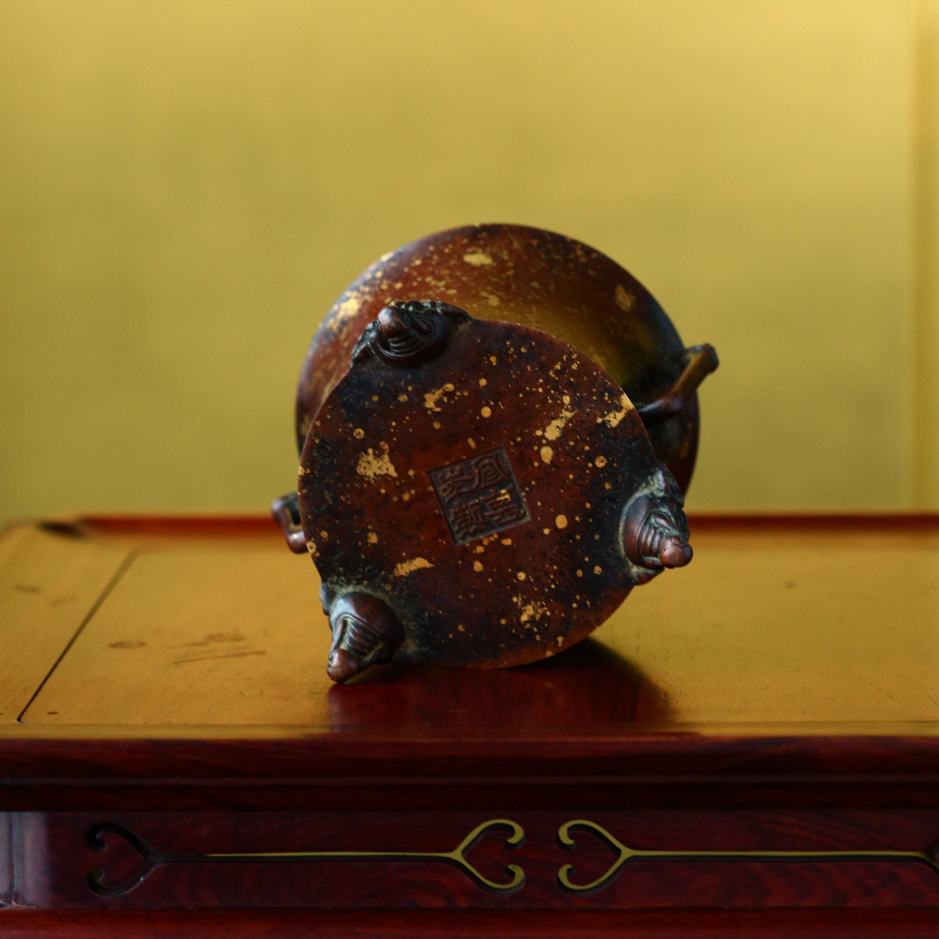 Purple Copper Elephant Three-Legged Incense Burner