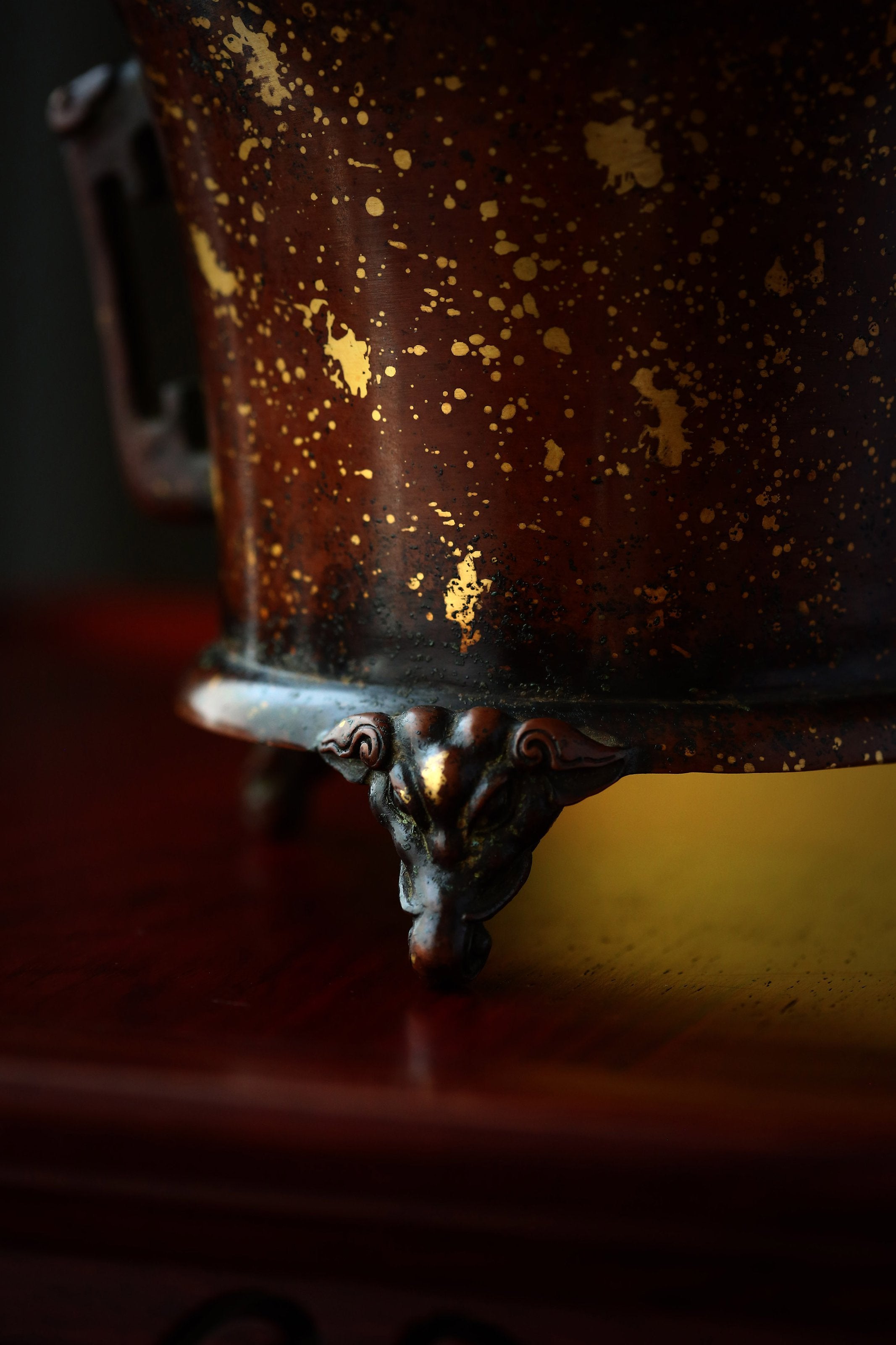 Purple Copper Elephant Three-Legged Incense Burner