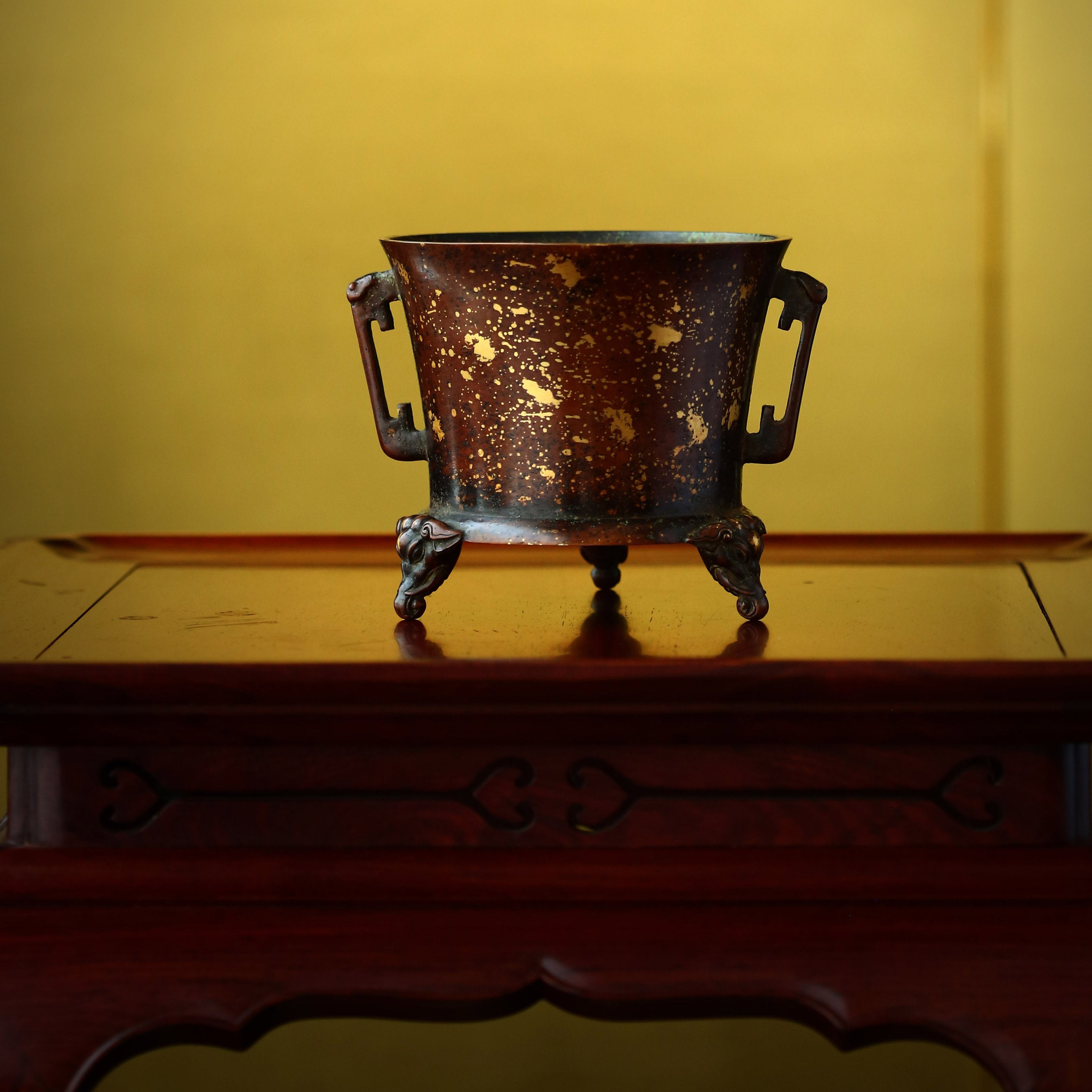 Purple Copper Elephant Three-Legged Incense Burner